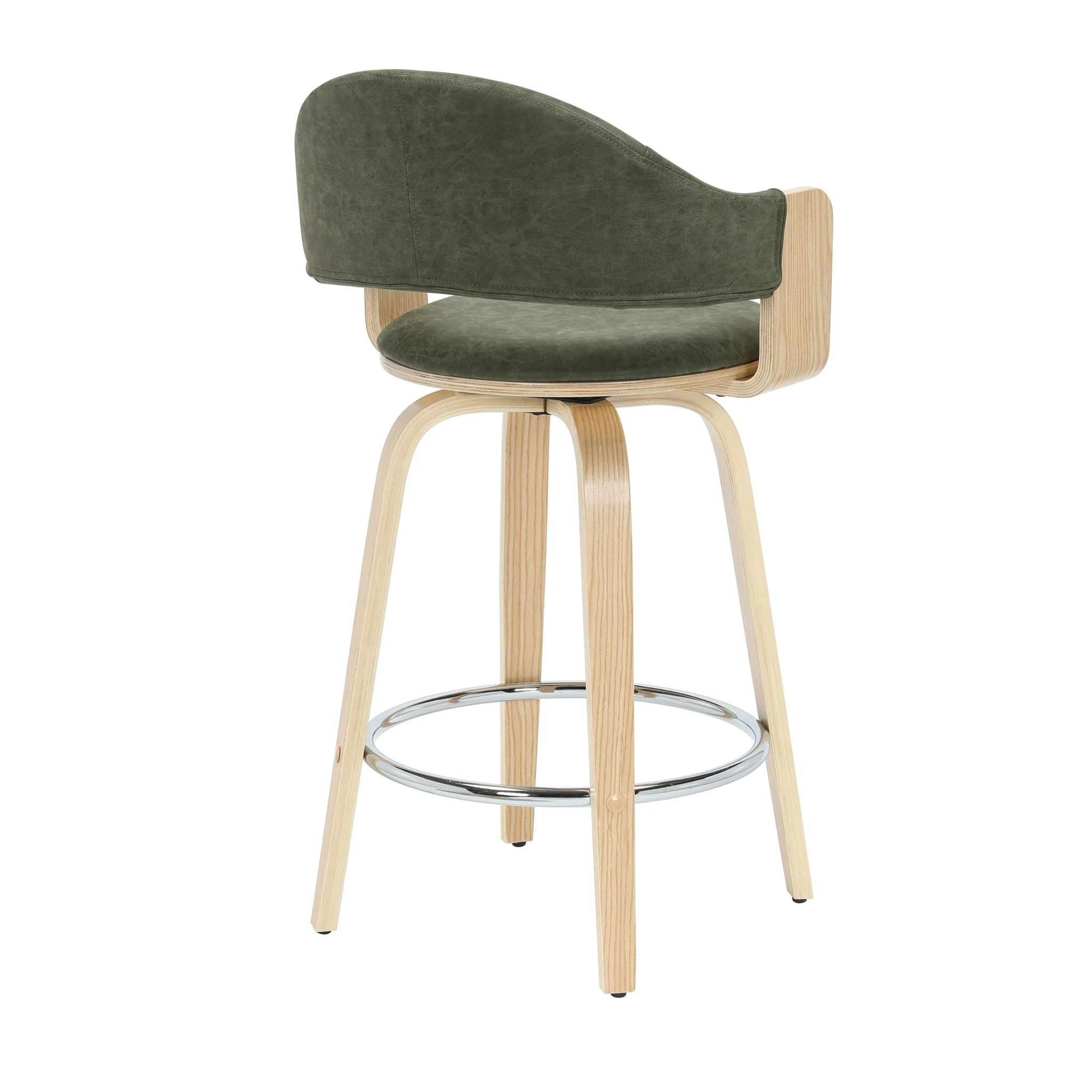 Daxton - Swivel Counter Height Round Back Wood Bar Stool With Faux Leather Seat - Image 116