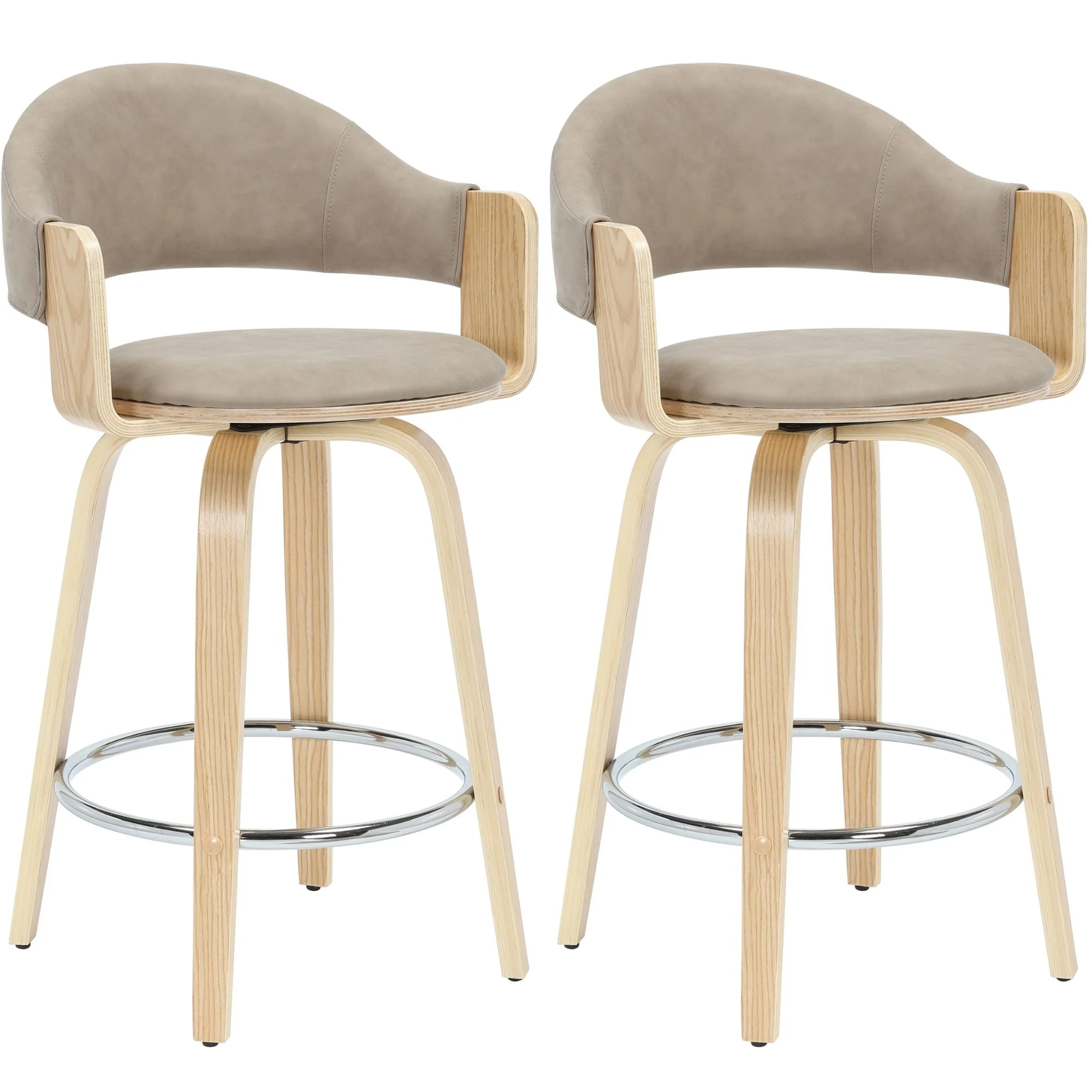 Daxton - Swivel Counter Height Round Back Wood Bar Stool With Faux Leather Seat - Image 13