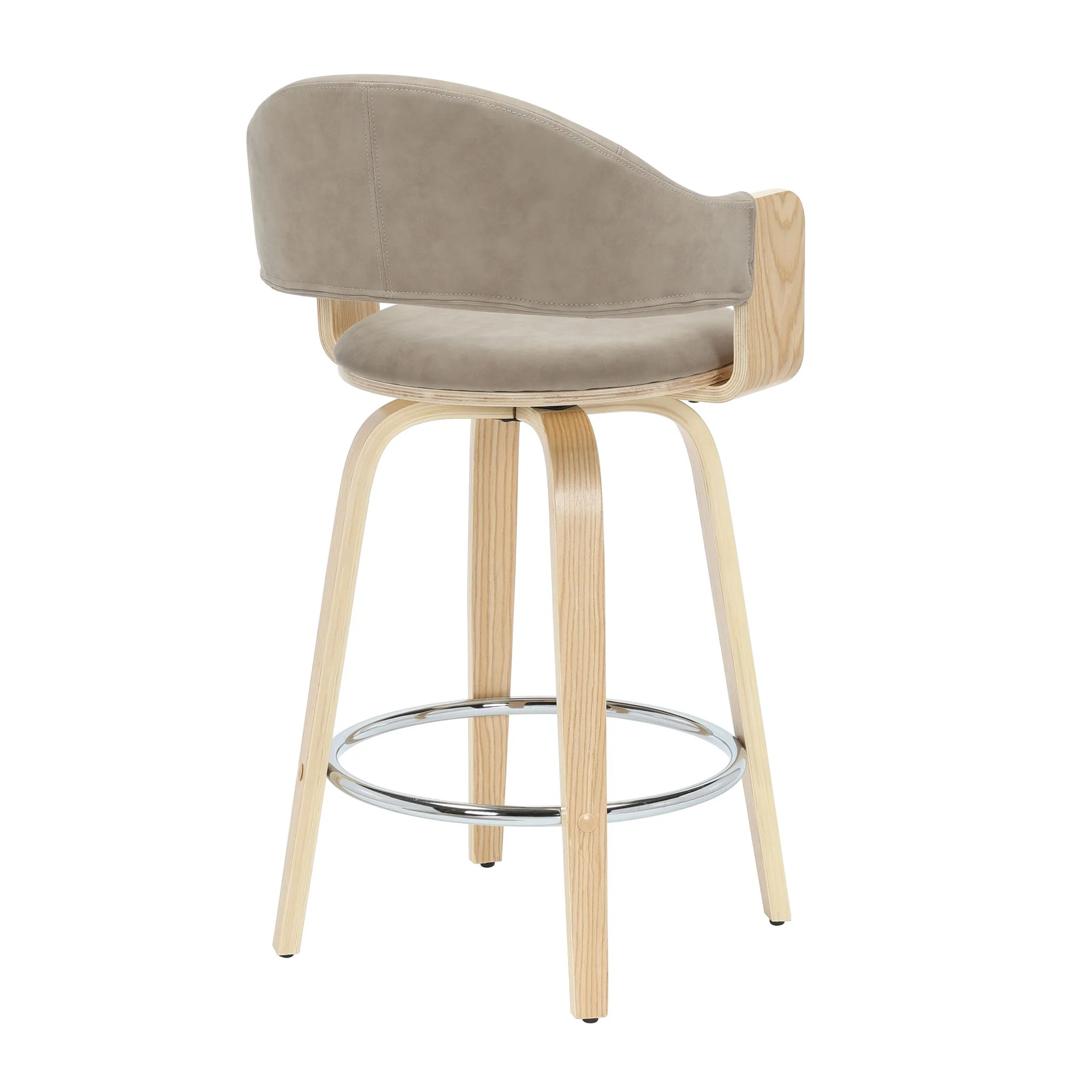 Daxton - Swivel Counter Height Round Back Wood Bar Stool With Faux Leather Seat - Image 25