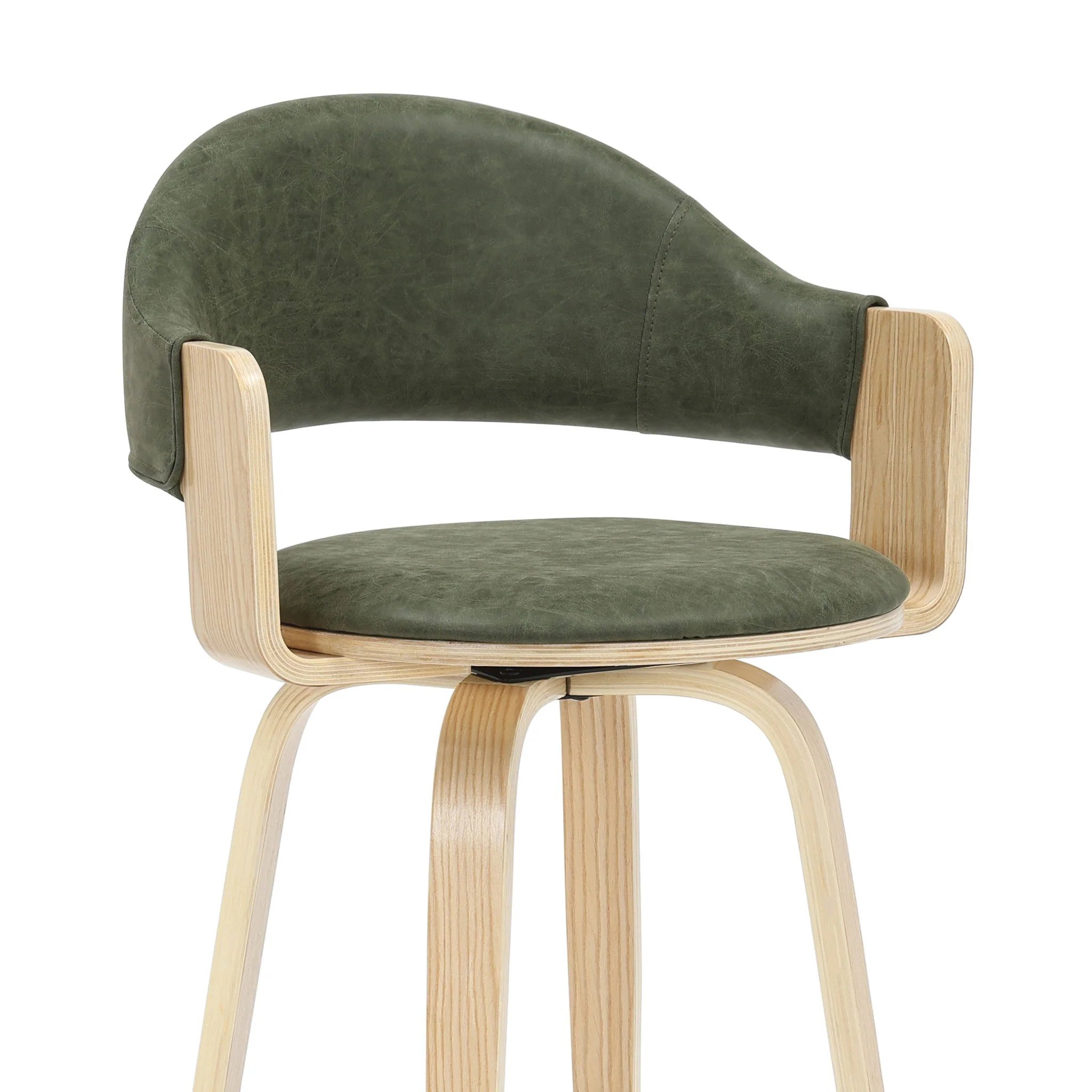Daxton - Swivel Counter Height Round Back Wood Bar Stool With Faux Leather Seat - Image 31