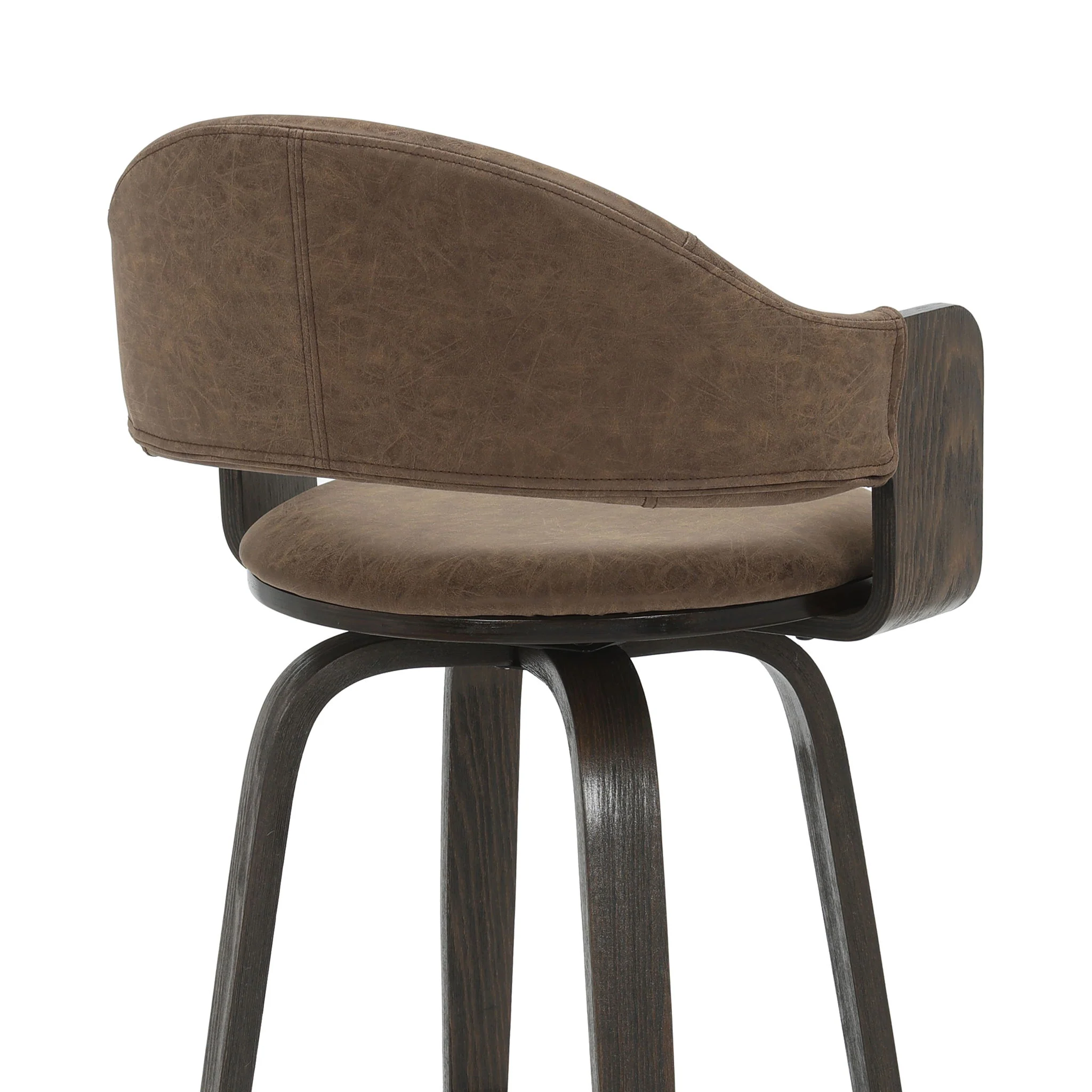 Daxton - Swivel Counter Height Round Back Wood Bar Stool With Faux Leather Seat - Image 37