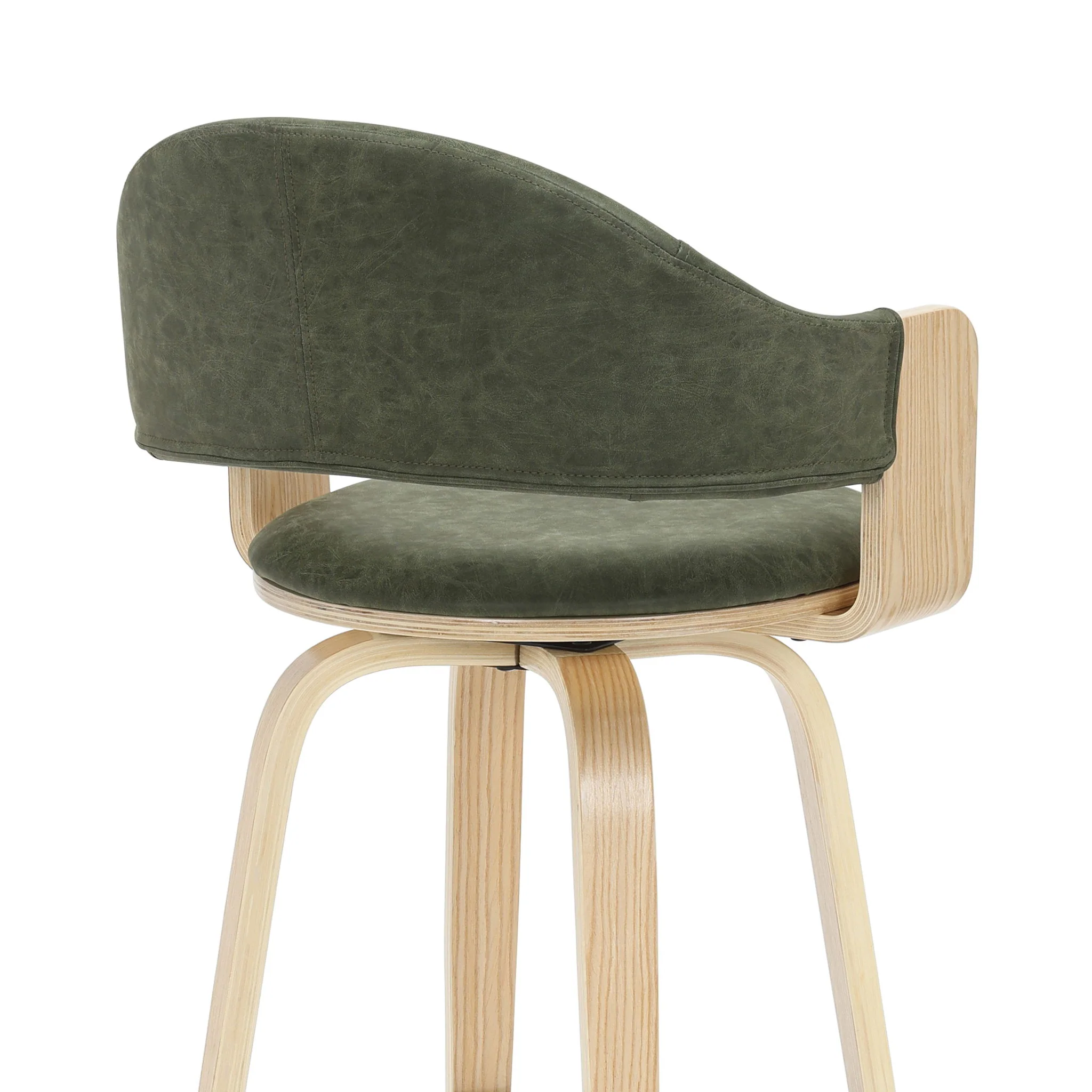 Daxton - Swivel Counter Height Round Back Wood Bar Stool With Faux Leather Seat - Image 39