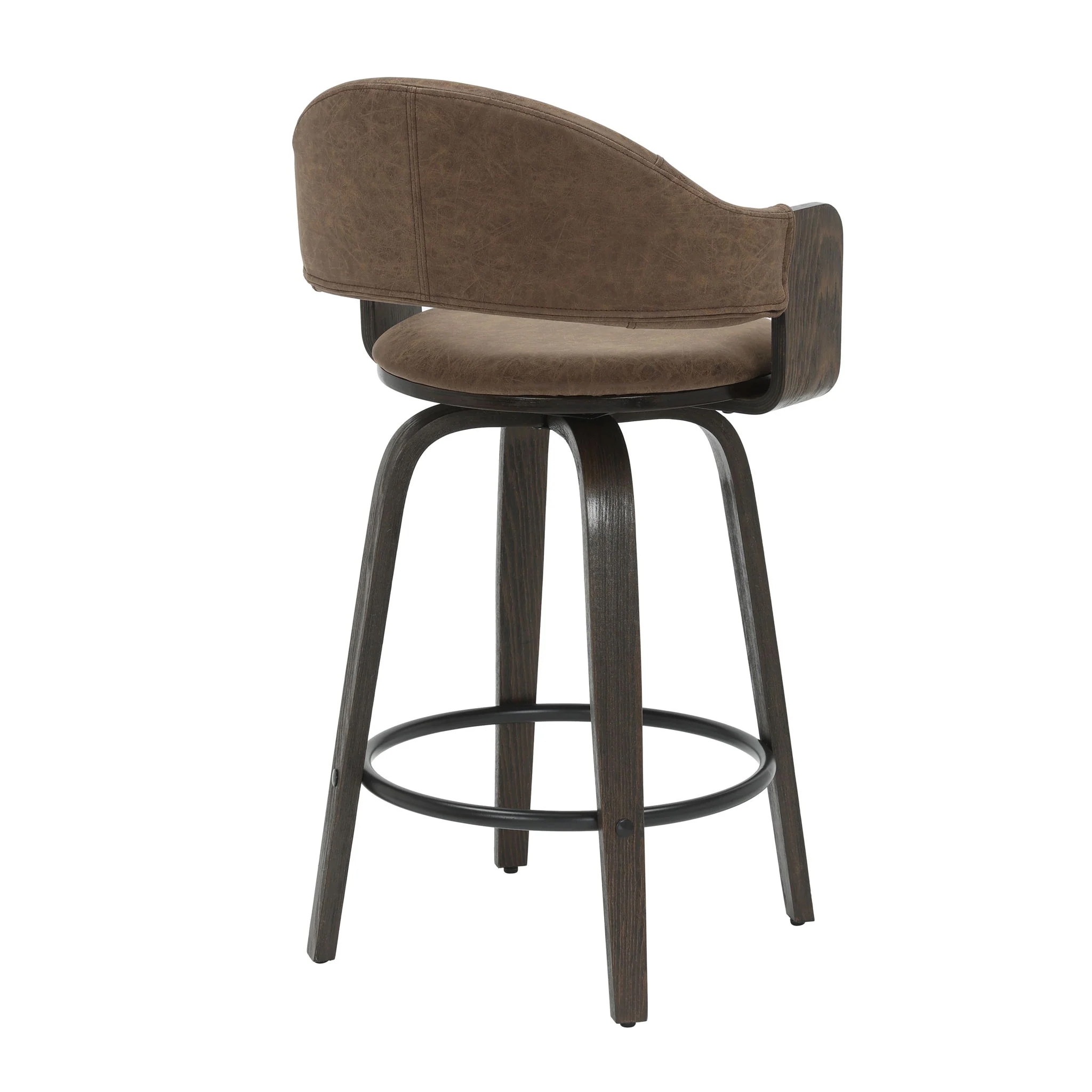 Daxton - Swivel Counter Height Round Back Wood Bar Stool With Faux Leather Seat - Image 95
