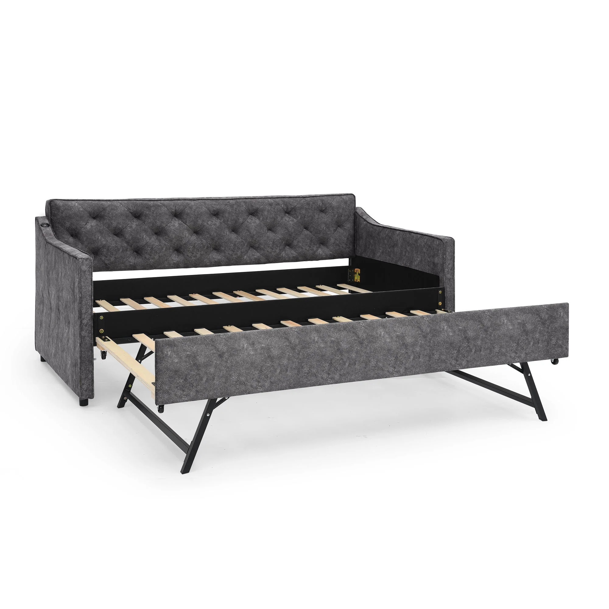 Daybed With Pop Up Trundle And USB Charging Armrest - Image 4