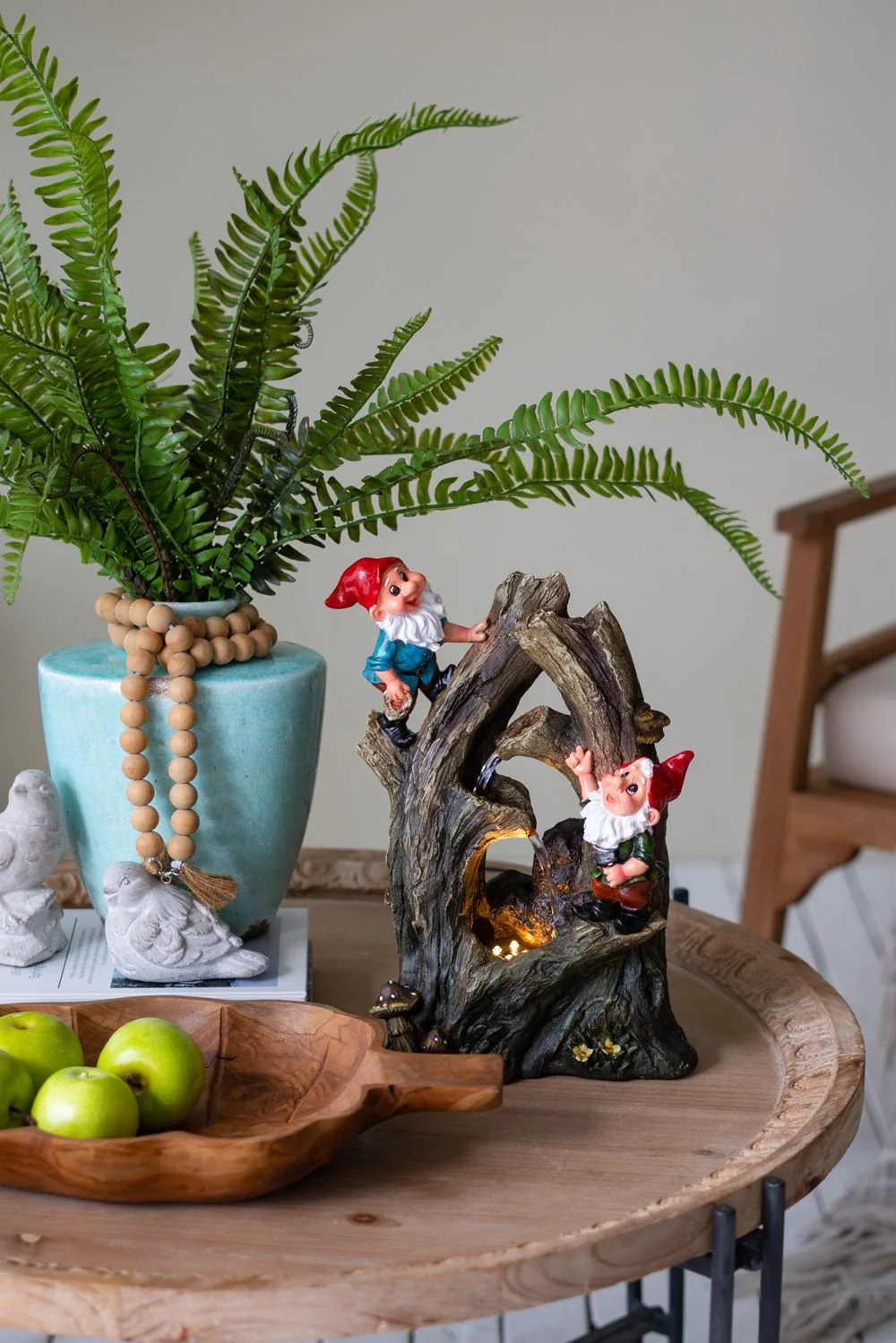 Decorative Woodland Gnome Water Fountain With LED Light - Brown - Image 5