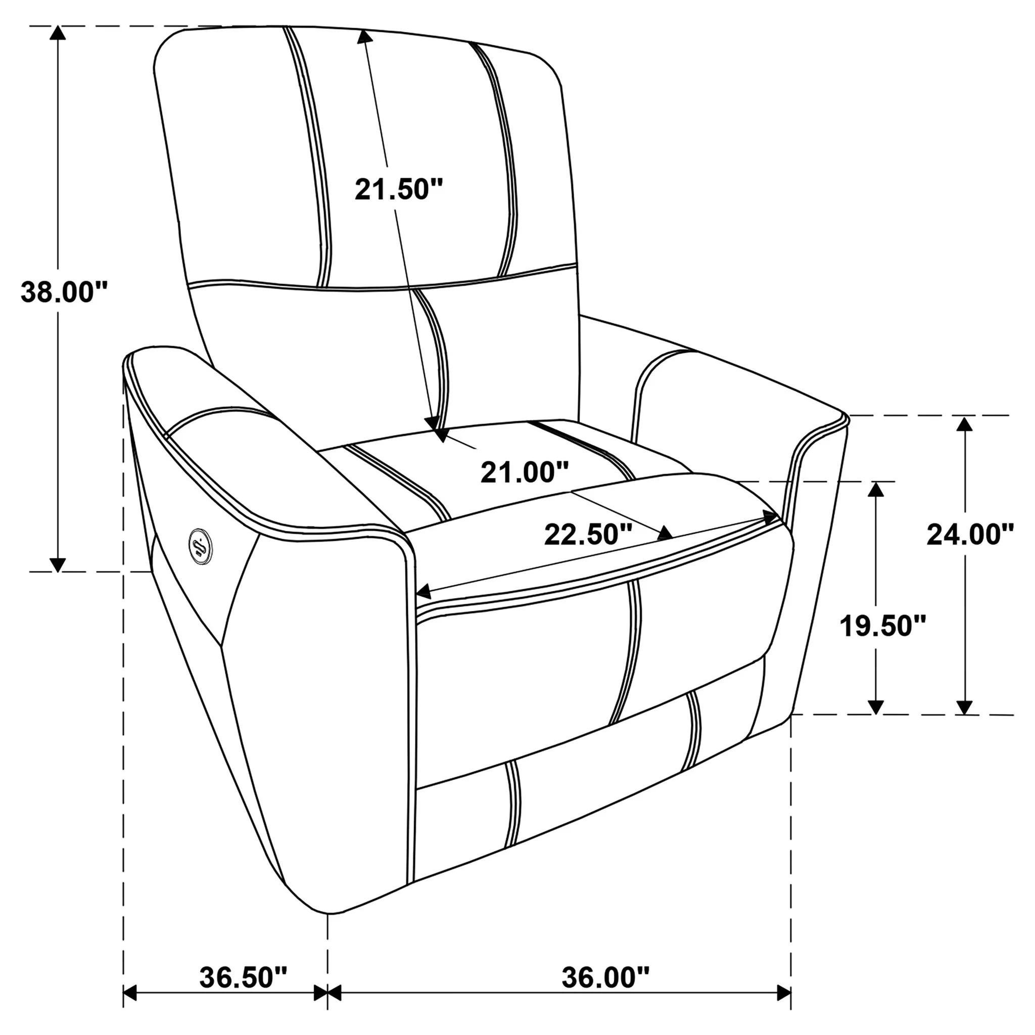 Denson - Upholstered Power Recliner Chair With USB Charging And Smooth Button Recline - Brown - Image 2