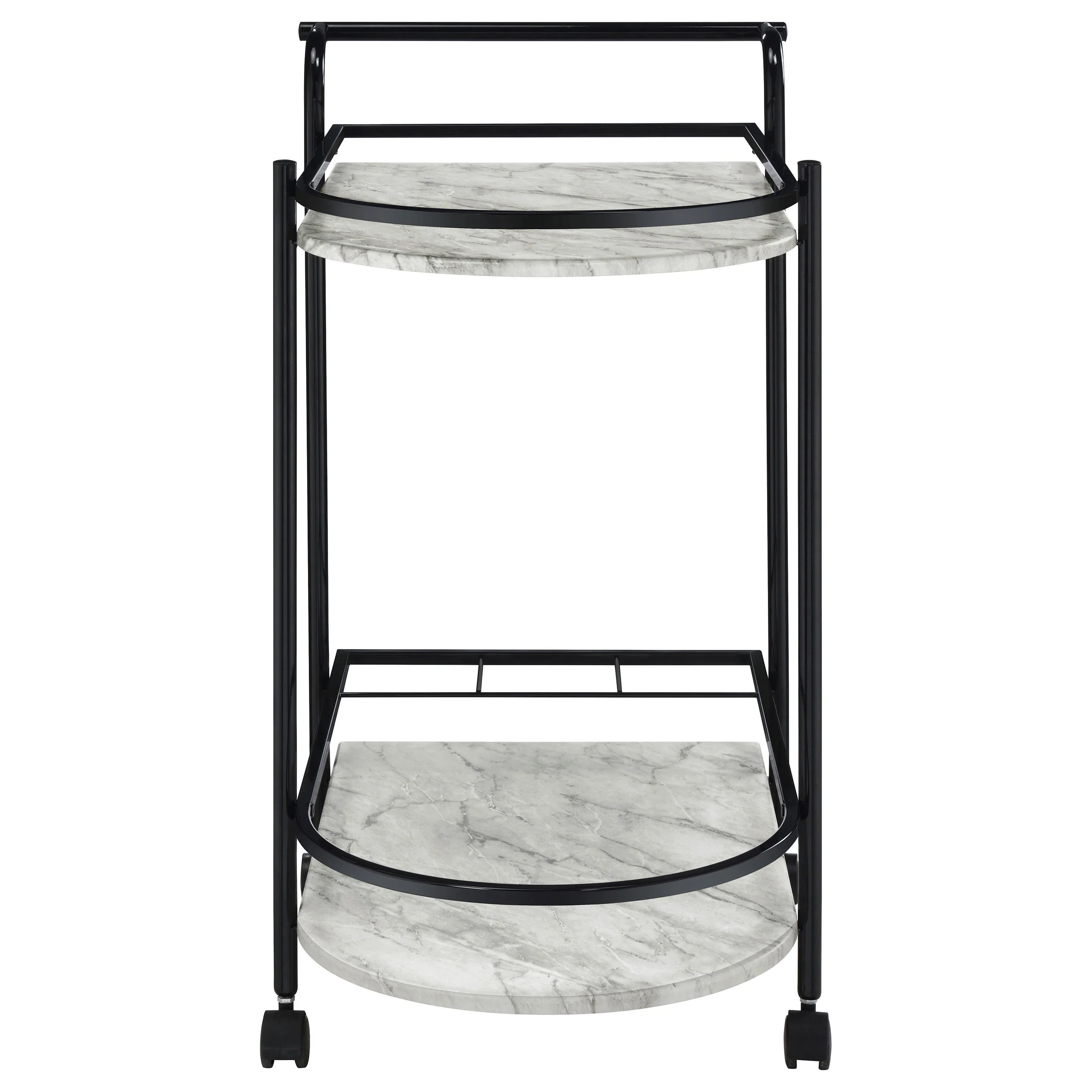 Desiree 2-Tier Faux Marble Bar Cart with Wine Rack - Black - Image 5
