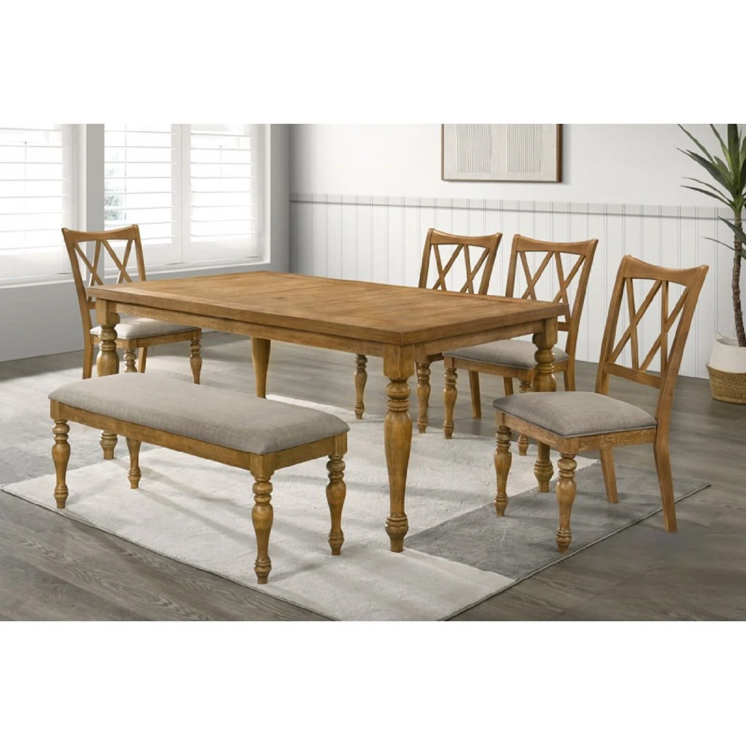 Dining Bench With Cushion - Brown - Image 4