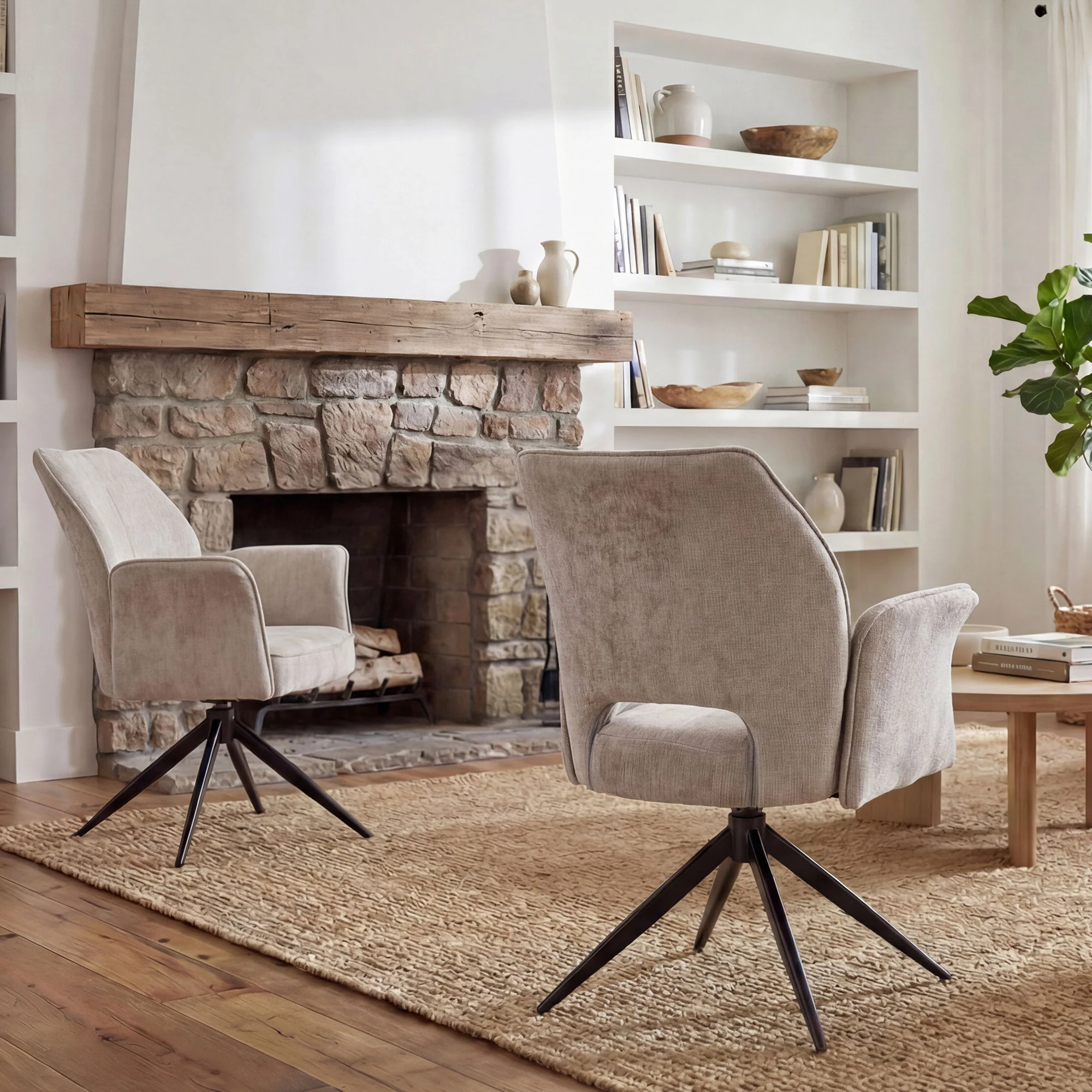 Dining Chair With Soft Cushion And 360° Rotation, Comfortable Armrest For Kitchen (Set of 2) - Gray - Image 8