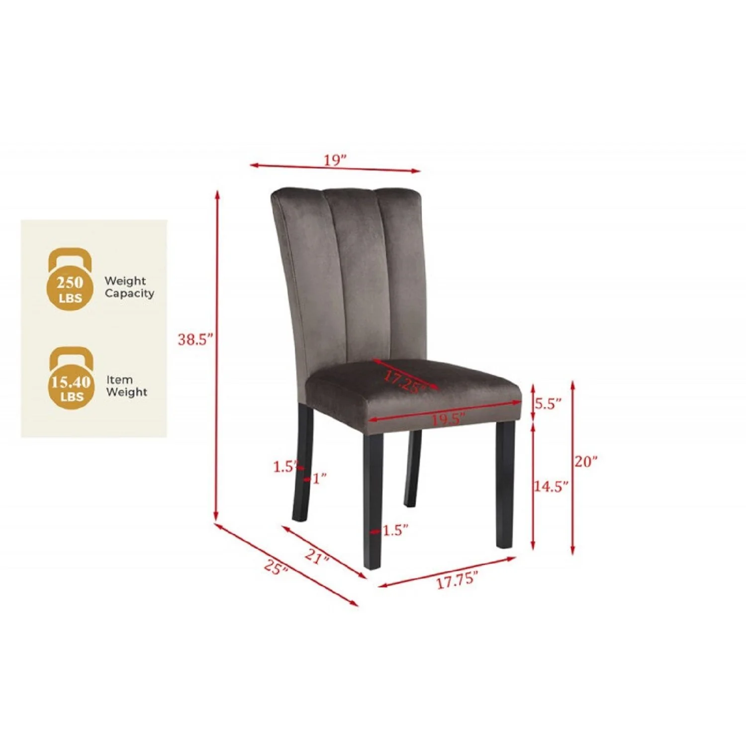 Dining Chairs With Pedestal Base (Set of 2) - Black / Brown - Image 3