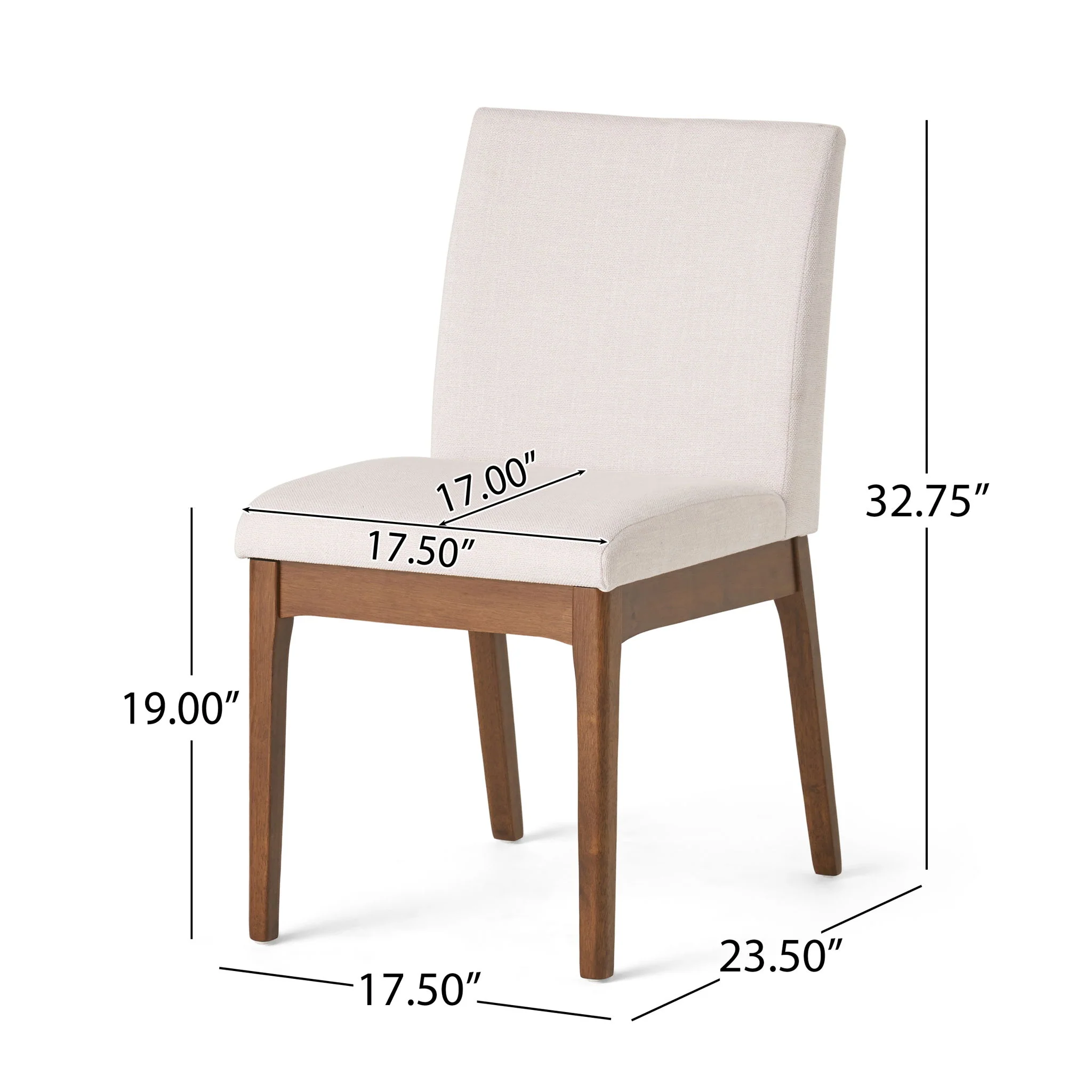 Dining Chairs With Upholstered Seat And Backrest (Set of 2) - Light Beige / Walnut - Image 6