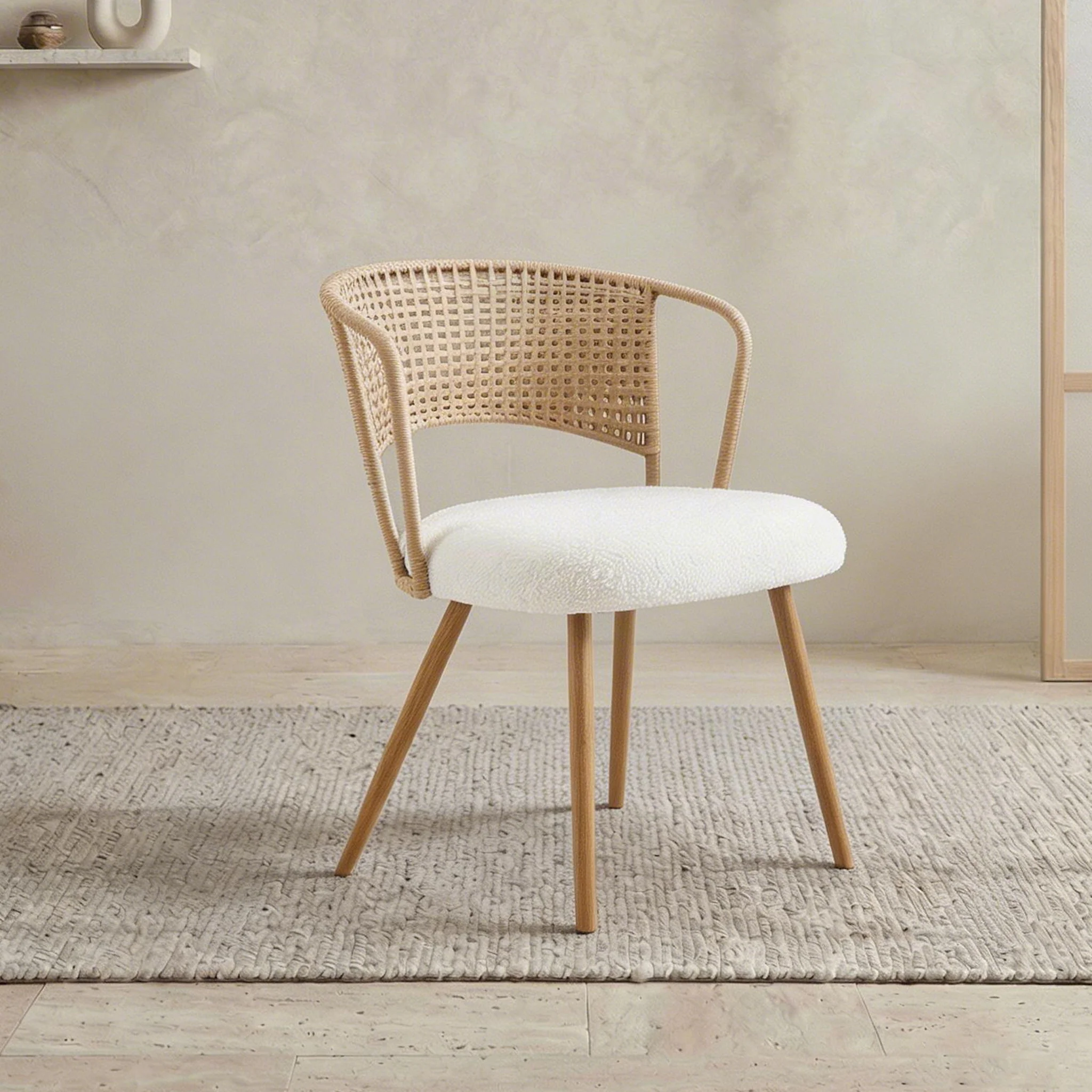 Dining Chairs With Wing Back Design For Kitchen (Set of 2) - Beige / Brown - Image 7