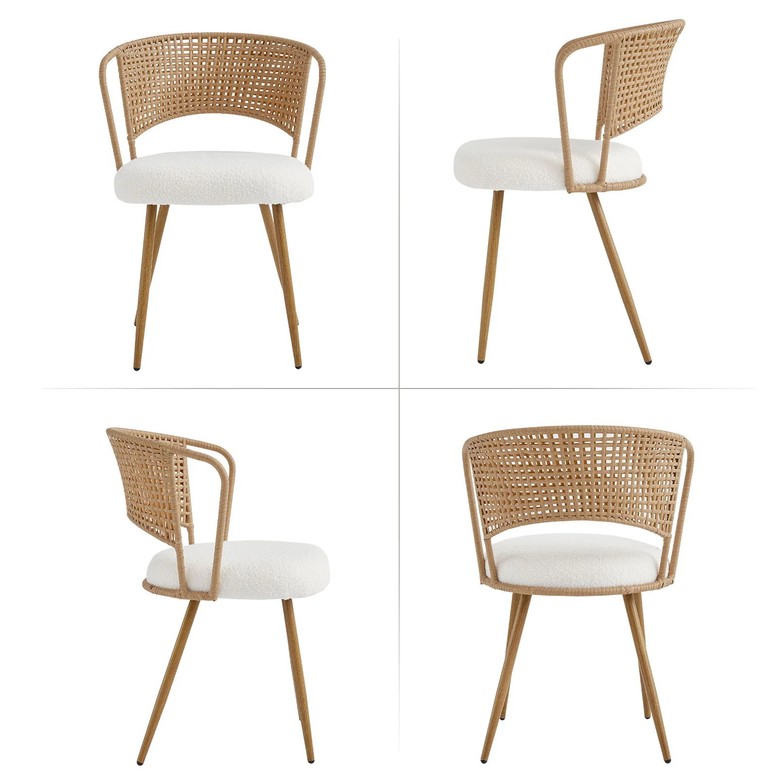 Dining Chairs With Wing Back Design For Kitchen (Set of 2) - Beige / Brown - Image 8