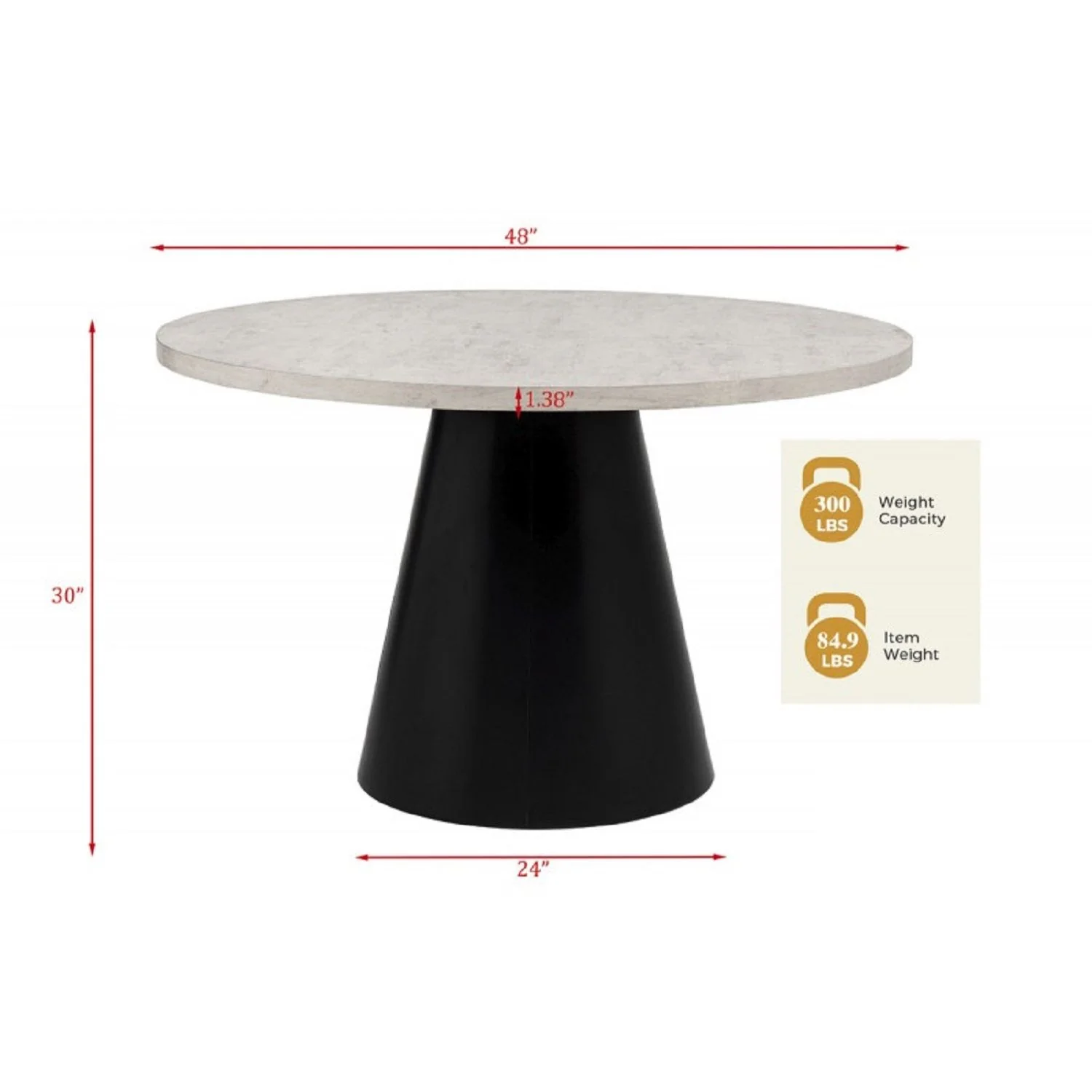 Dining Set With Round Table And 4 Upholstered Chairs - Black / Gray - Image 7