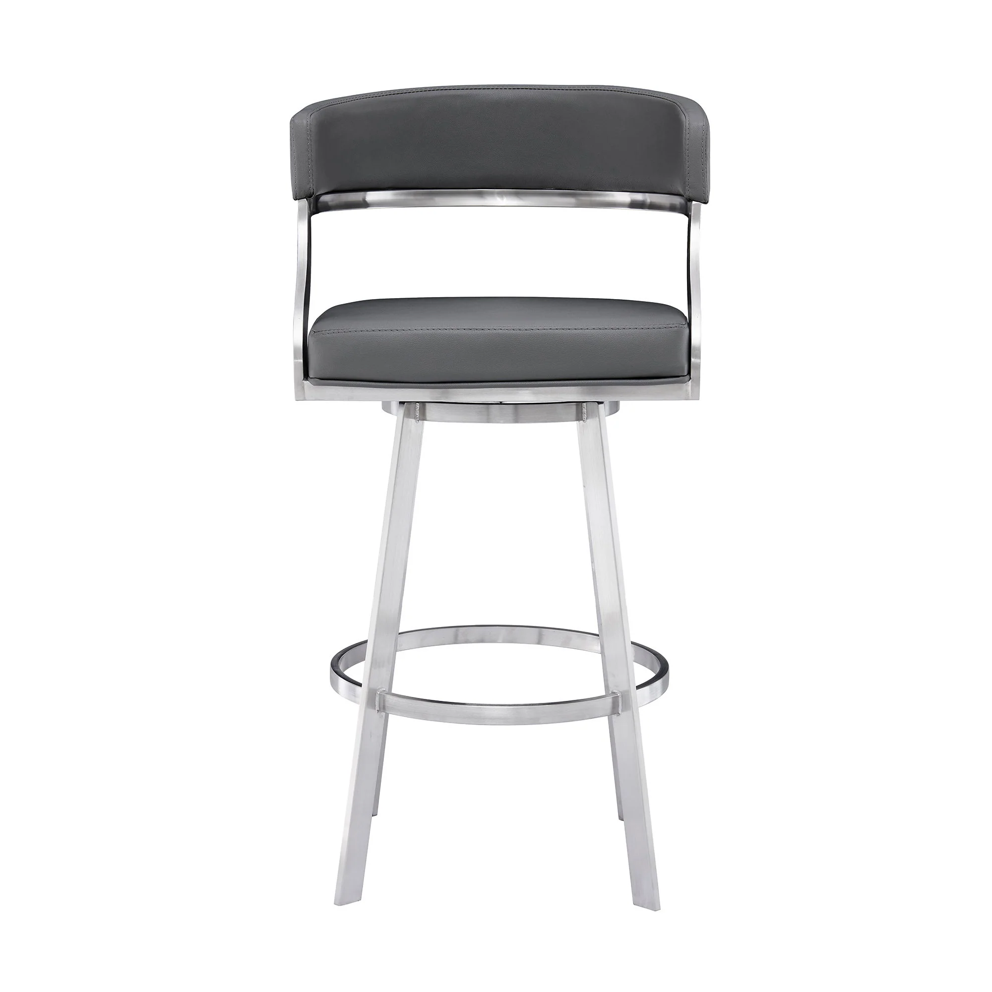 Dione - Swivel Faux Leather And Brushed Stainless Steel Bar Stool - Image 17