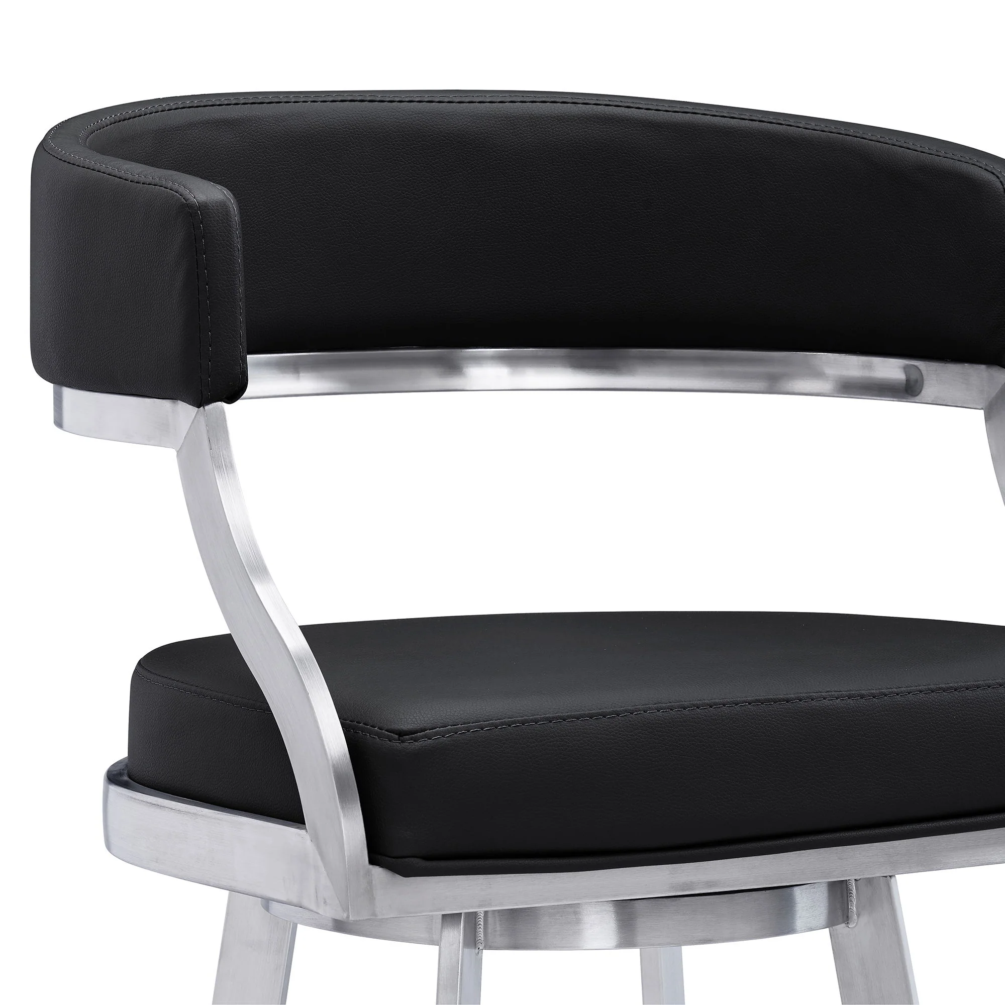 Dione - Swivel Faux Leather And Brushed Stainless Steel Bar Stool - Image 32