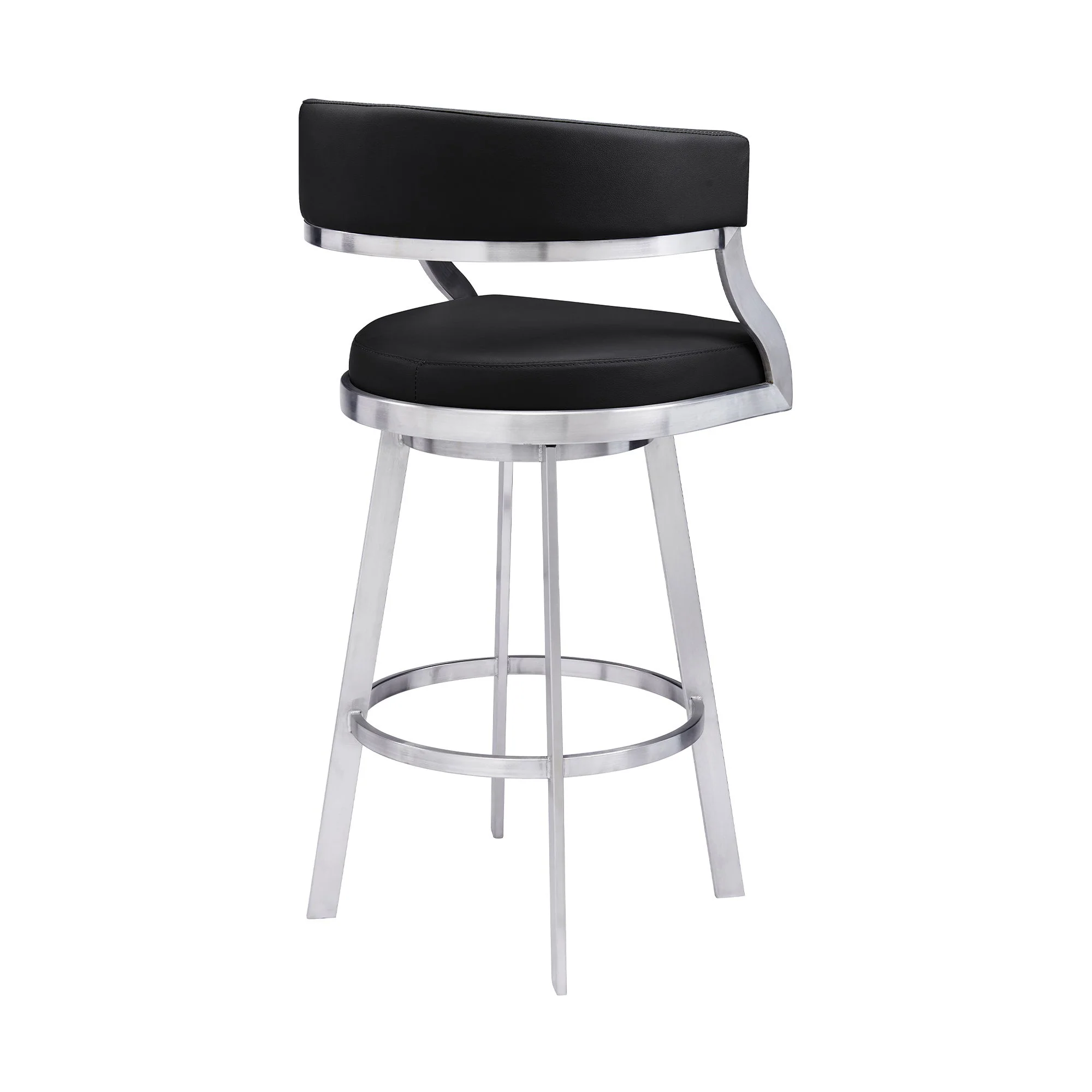 Dione - Swivel Faux Leather And Brushed Stainless Steel Bar Stool - Image 5