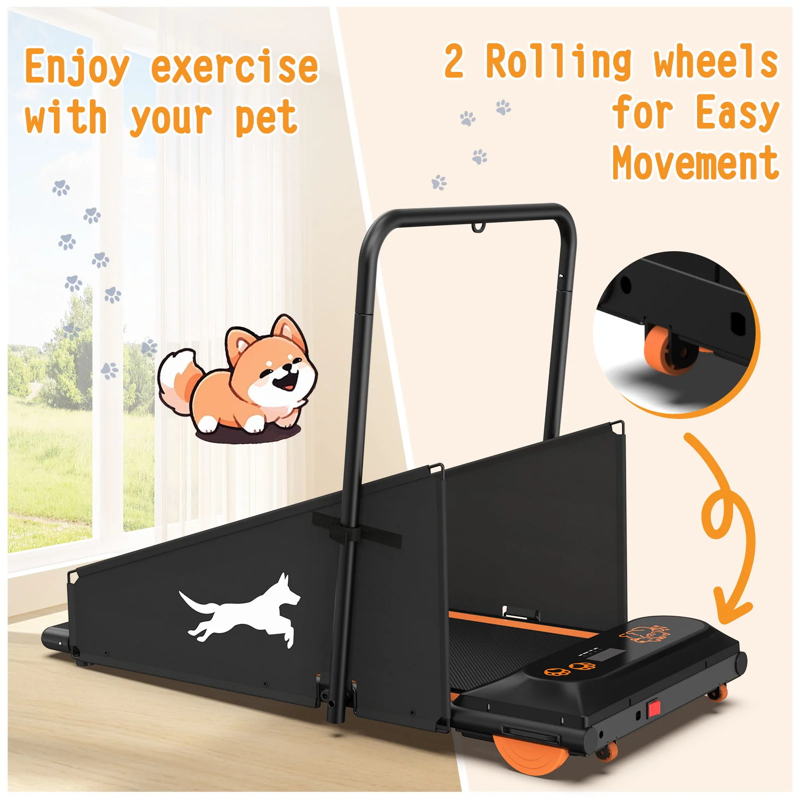 Dog Treadmill For Small To Medium Dogs With LED Display - Black / Orange - Image 6