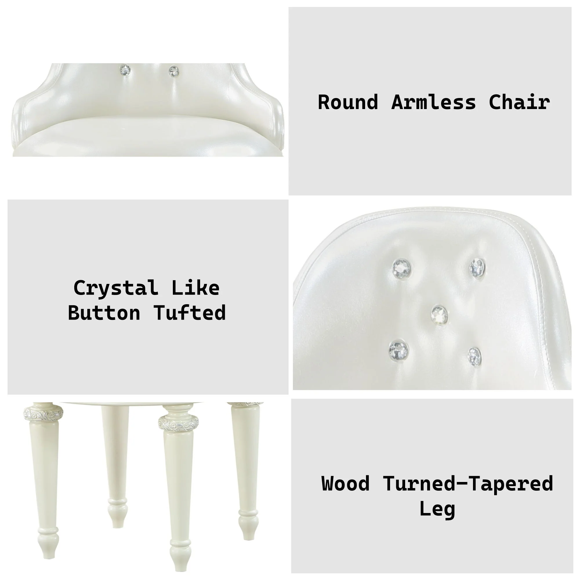 Dorothy - Vanity Chair With Swivel Chair Only - Ivory - Image 3