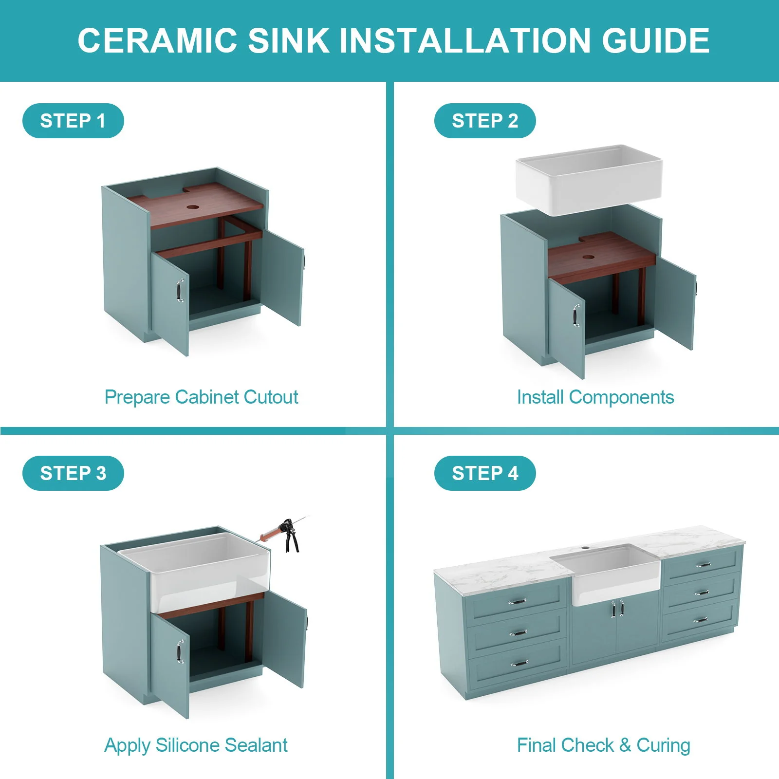 Double Bowl Sink Workstation - White - Image 2