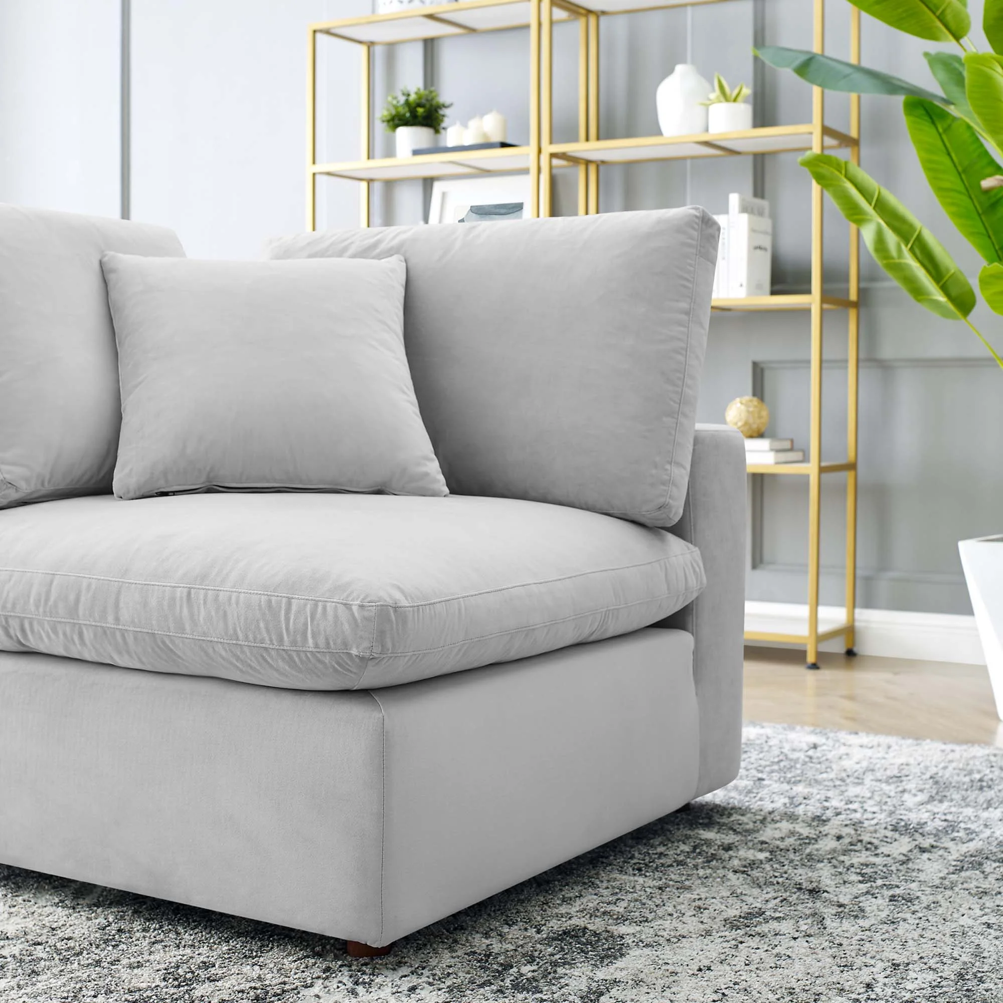 Down Filled Overstuffed Performance Velvet Corner Chair - 40 Inch - Image 9
