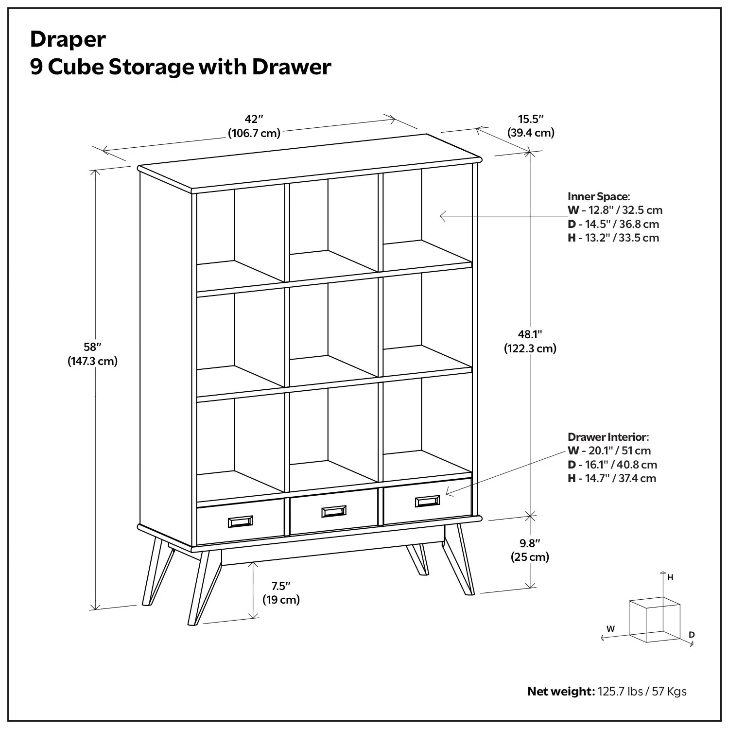 Draper - 9 Cube Storage With Drawers - Brown - Image 6