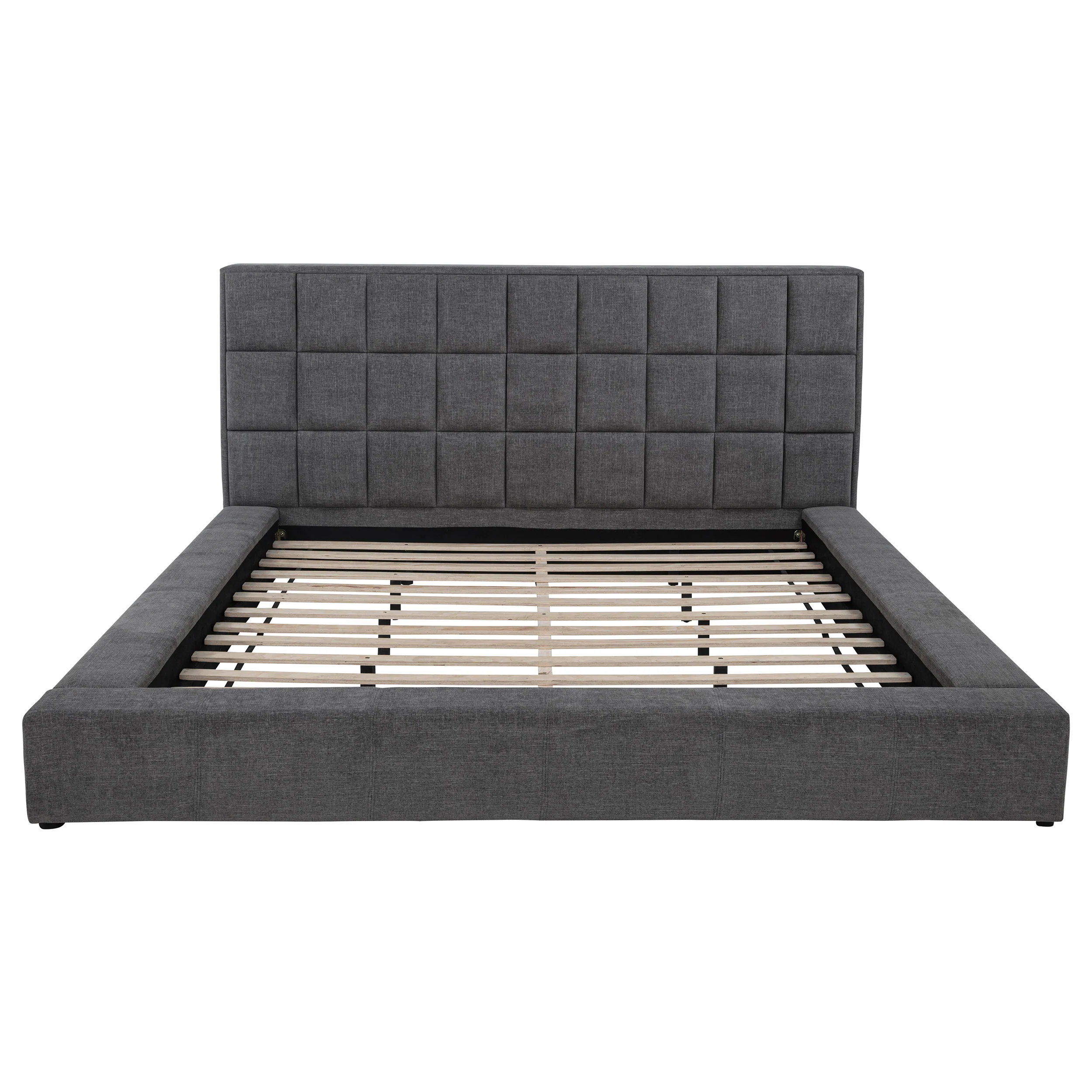 Dreux Upholstered Queen Panel Platform Bed Grey - Image 6