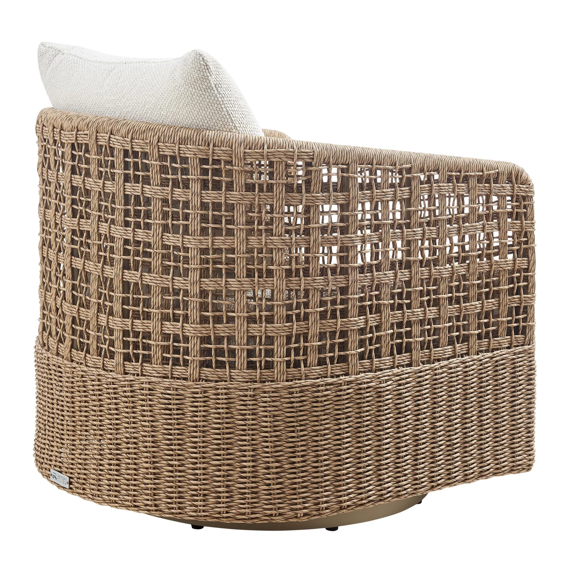 Driftbay - Metal Outdoor Swivel Lounge Chair With Cushions - Boucle White / Natural - Image 2