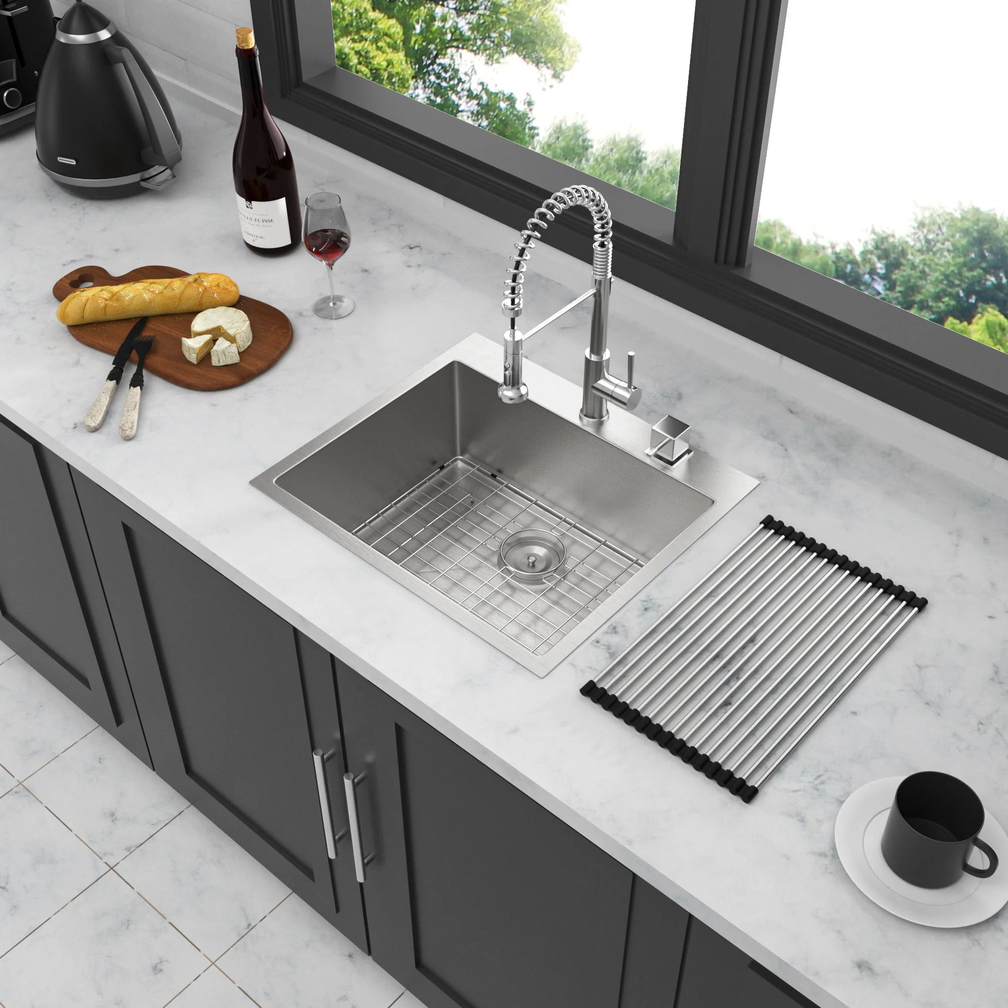 Drop In Kitchen Sink, 16 Gauge Stainless Steel, Single Bowl, Topmount Basin - Image 18