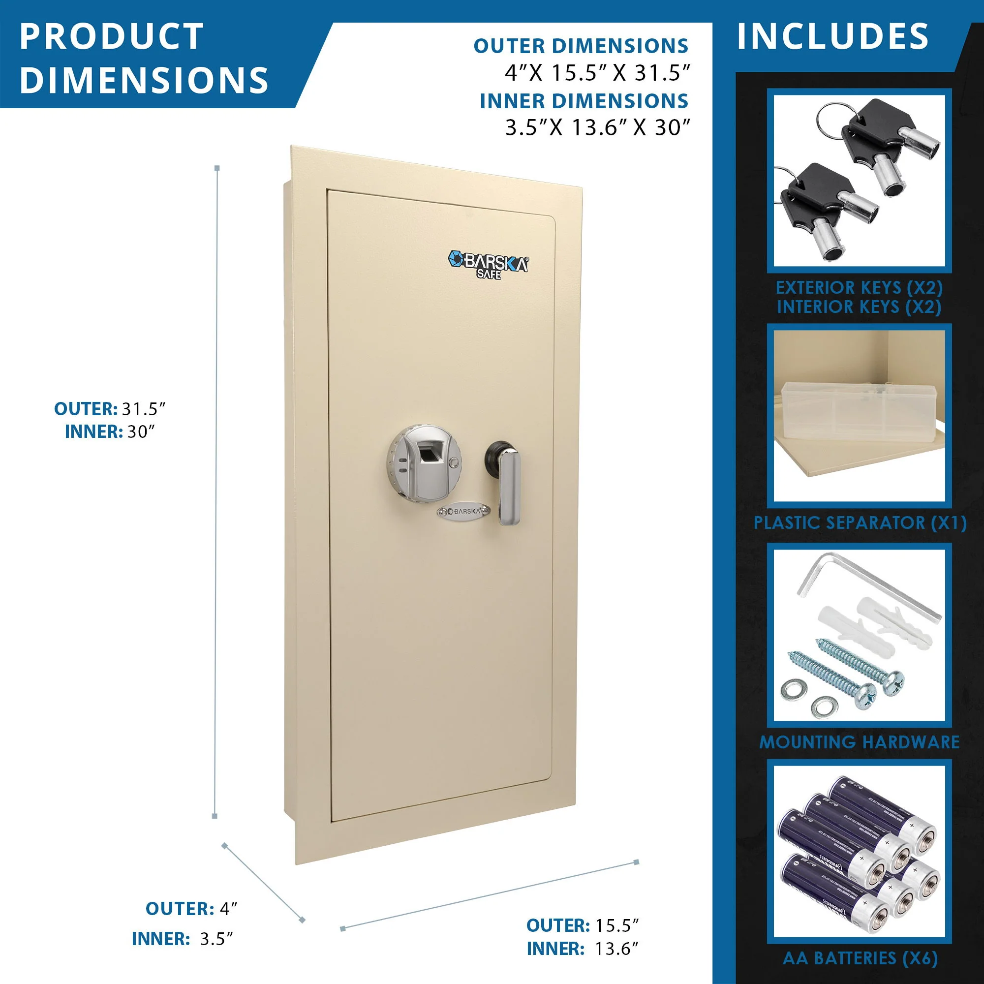 Durable Biometric Wall Safe - Image 6