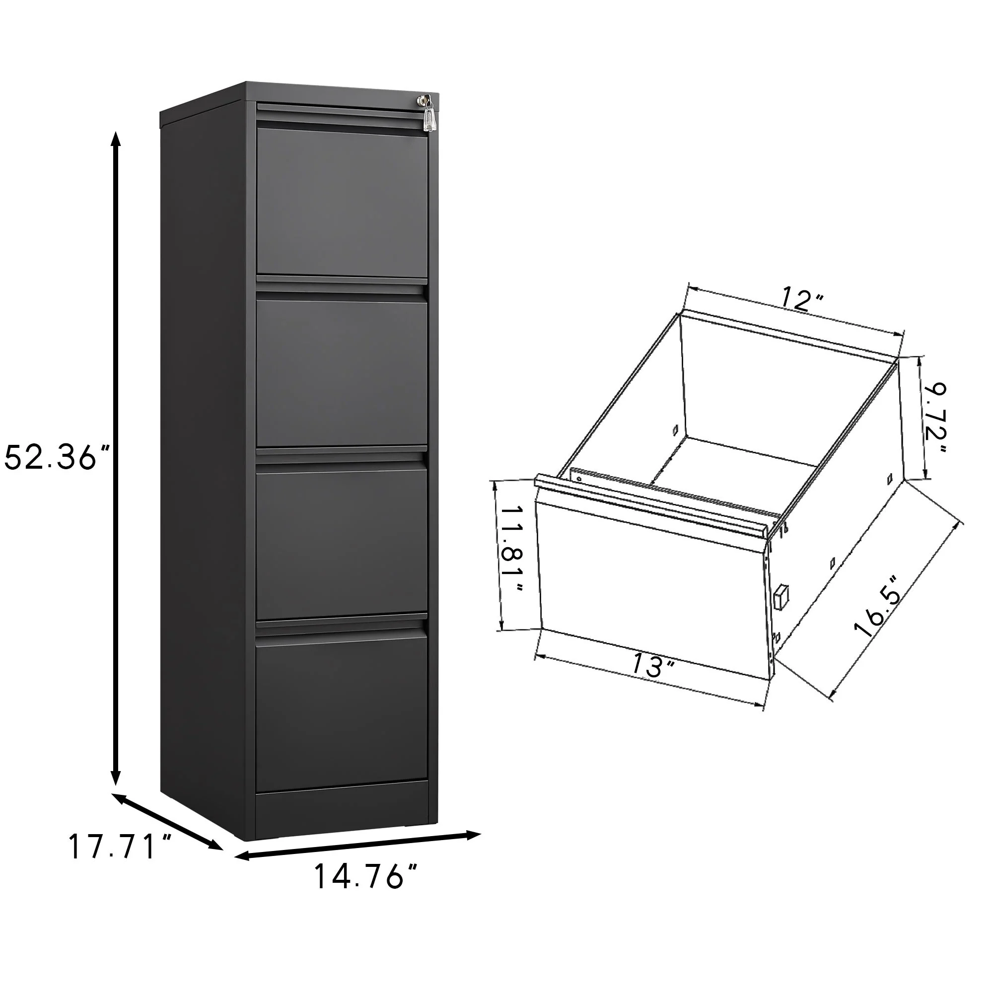 Durable Metal 3 Drawer File Cabinet With Lock For Office Storage - Image 11