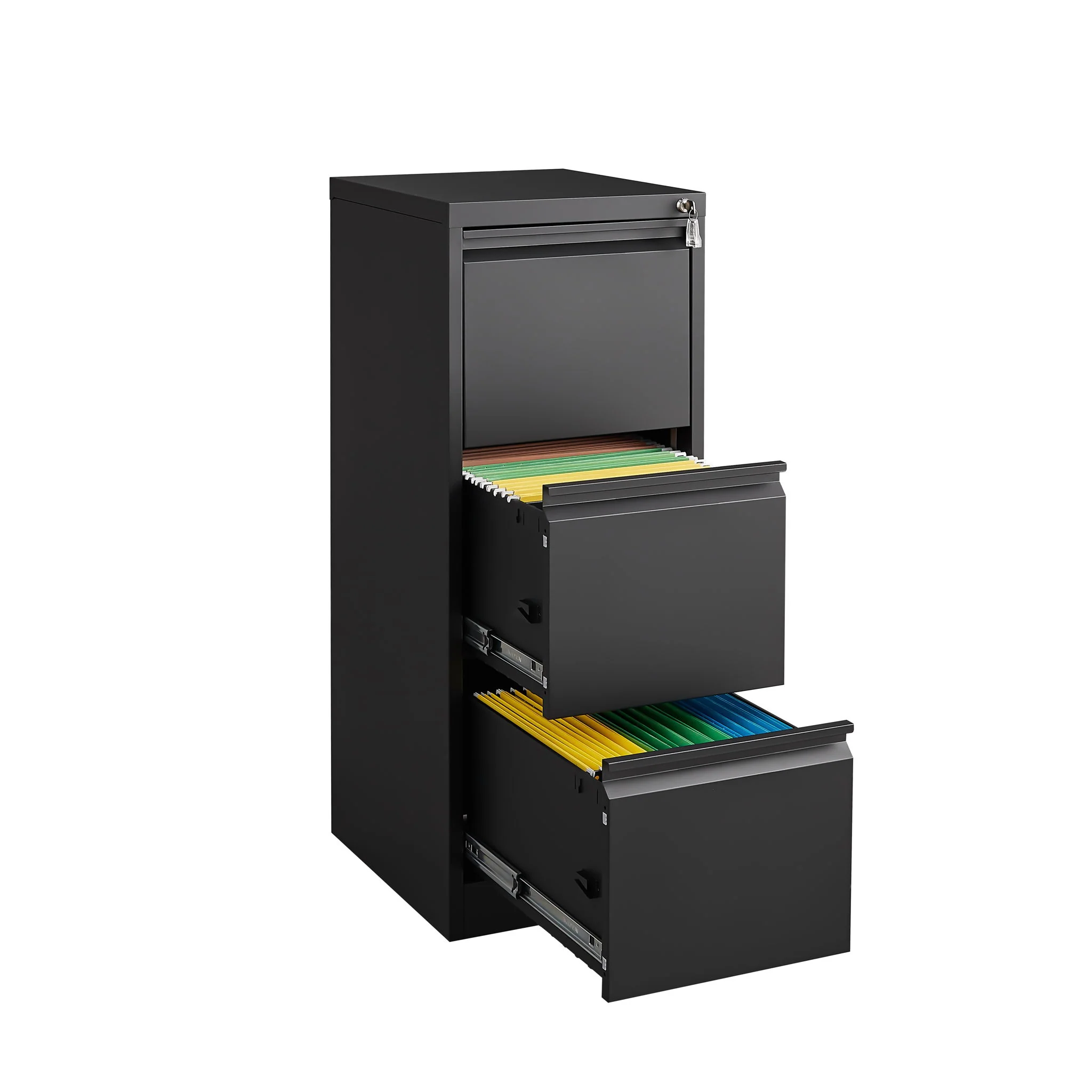 Durable Metal 3 Drawer File Cabinet With Lock For Office Storage - Image 14