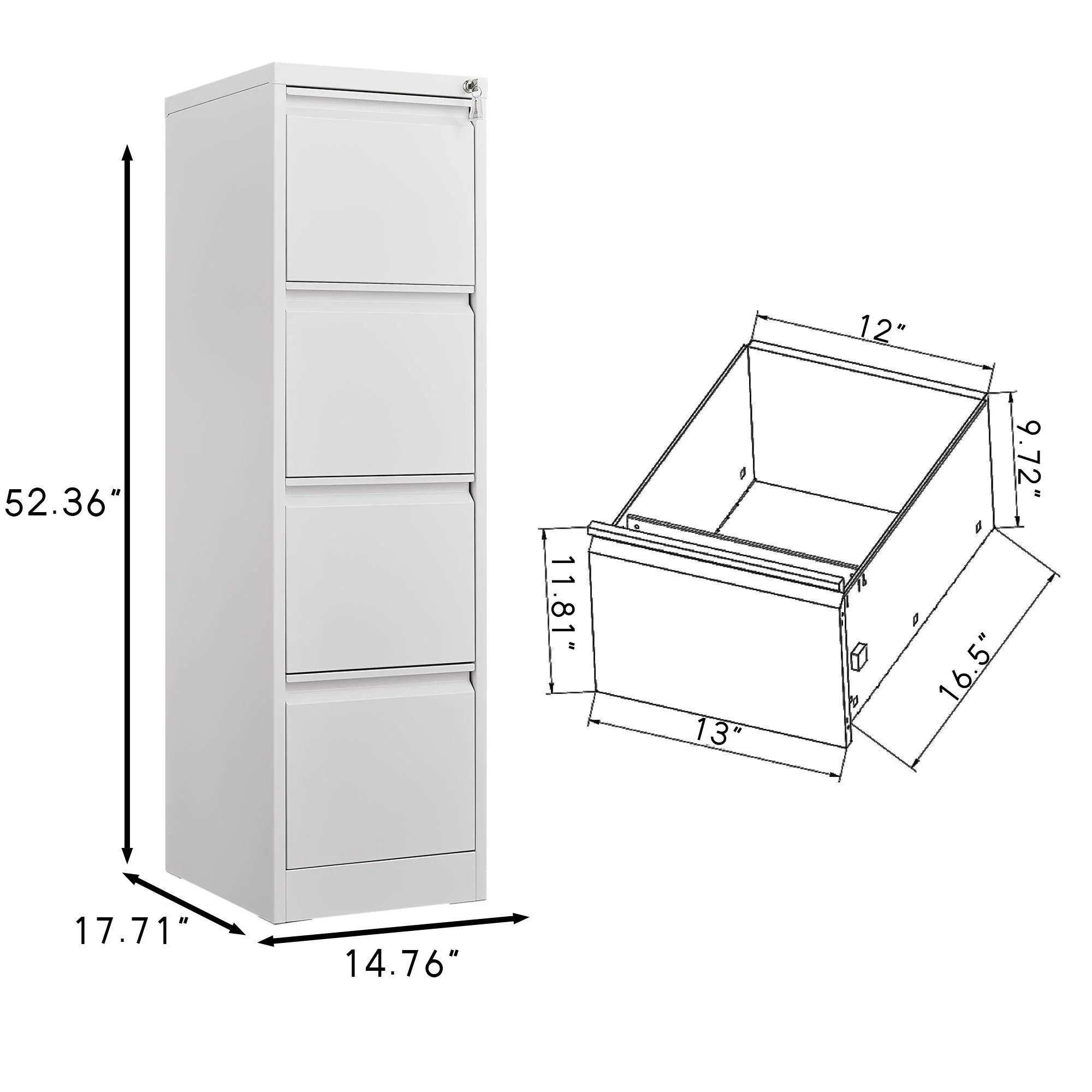 Durable Metal 3 Drawer File Cabinet With Lock For Office Storage - Image 16