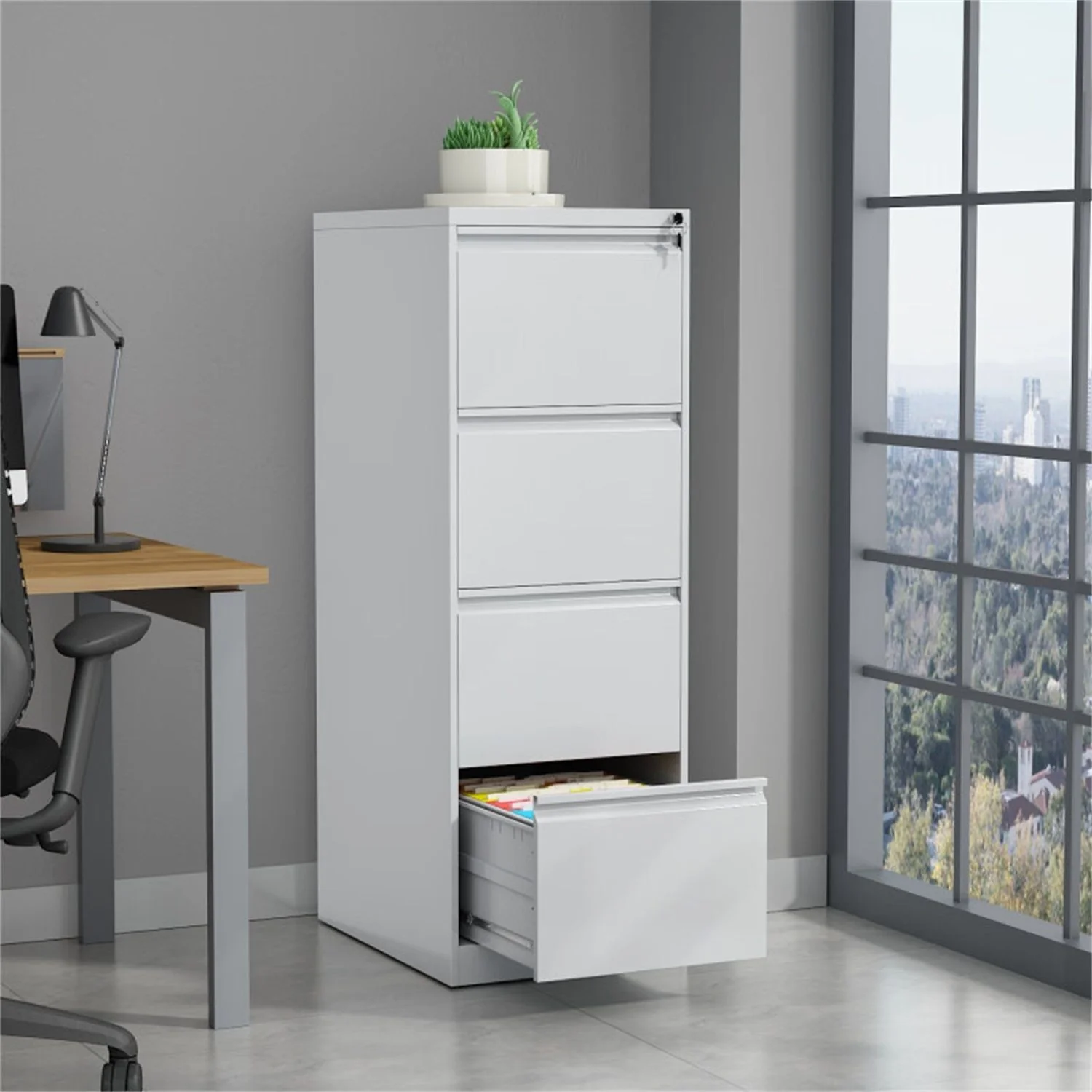Durable Metal 3 Drawer File Cabinet With Lock For Office Storage - Image 23