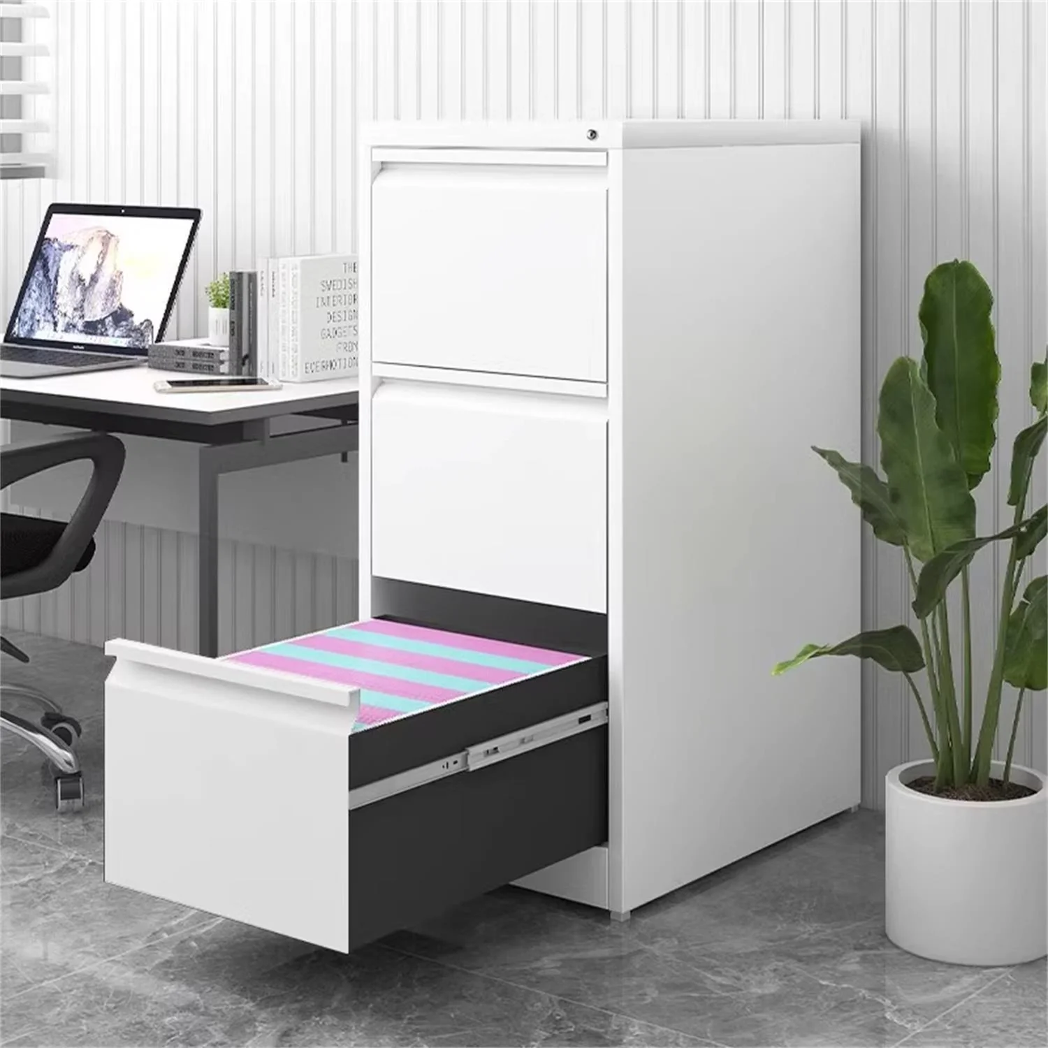 Durable Metal 3 Drawer File Cabinet With Lock For Office Storage - Image 28