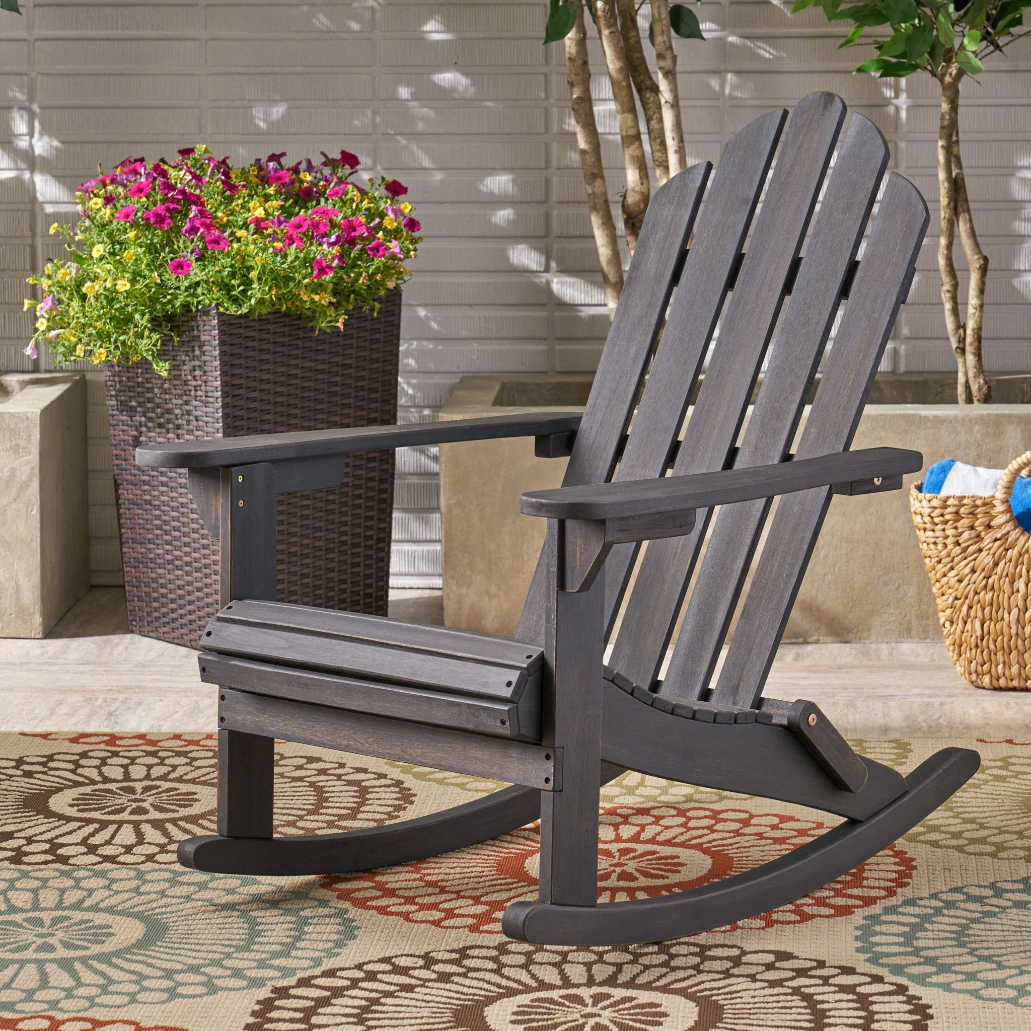 Echoes - Outdoor Acacia Wood Adirondack Rocking Chair - Image 15
