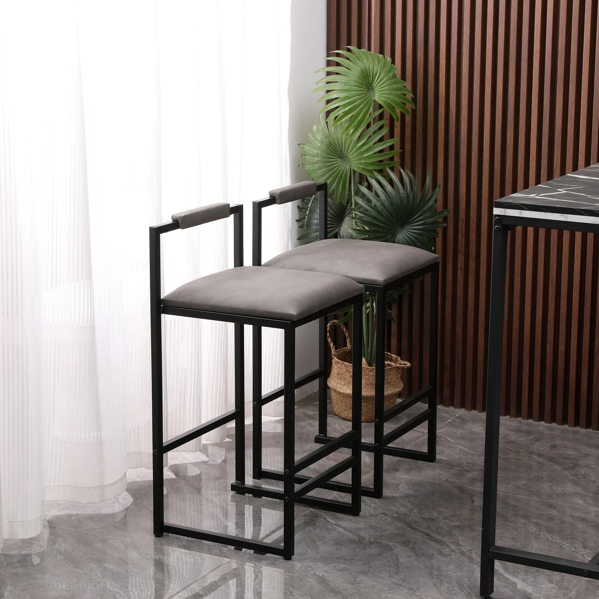 Elegant Bar Stool Set With Backrest And Footrest, Counter Height (Set of 2) - Image 8