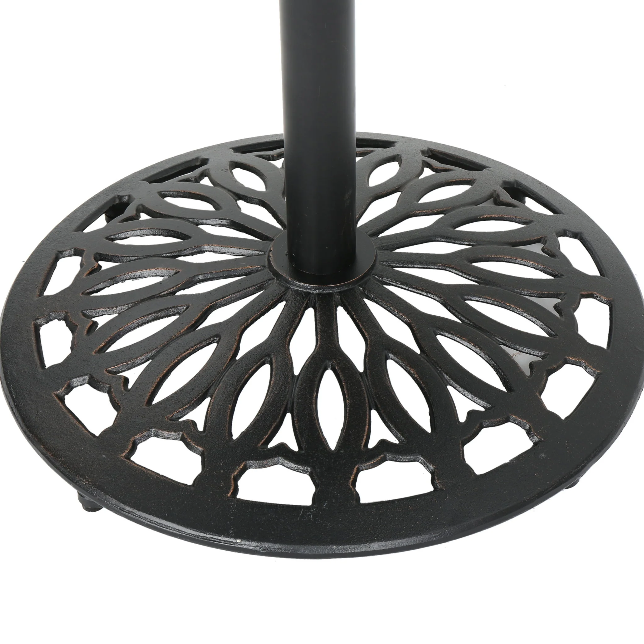 Elegant Cast Aluminum Round Bar Table With Romantic Filigree Design - Copper - Image 7