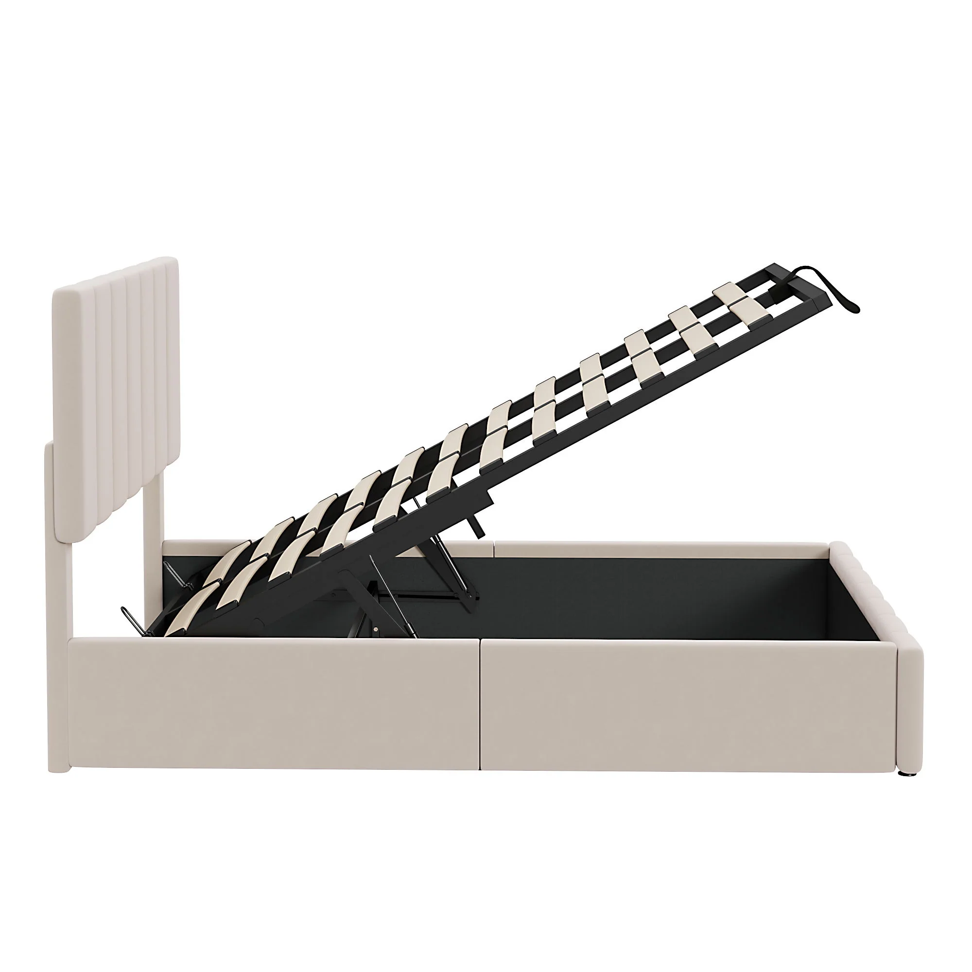 Elegant Upholstered Platform Bed With Hydraulic Storage System - Image 11