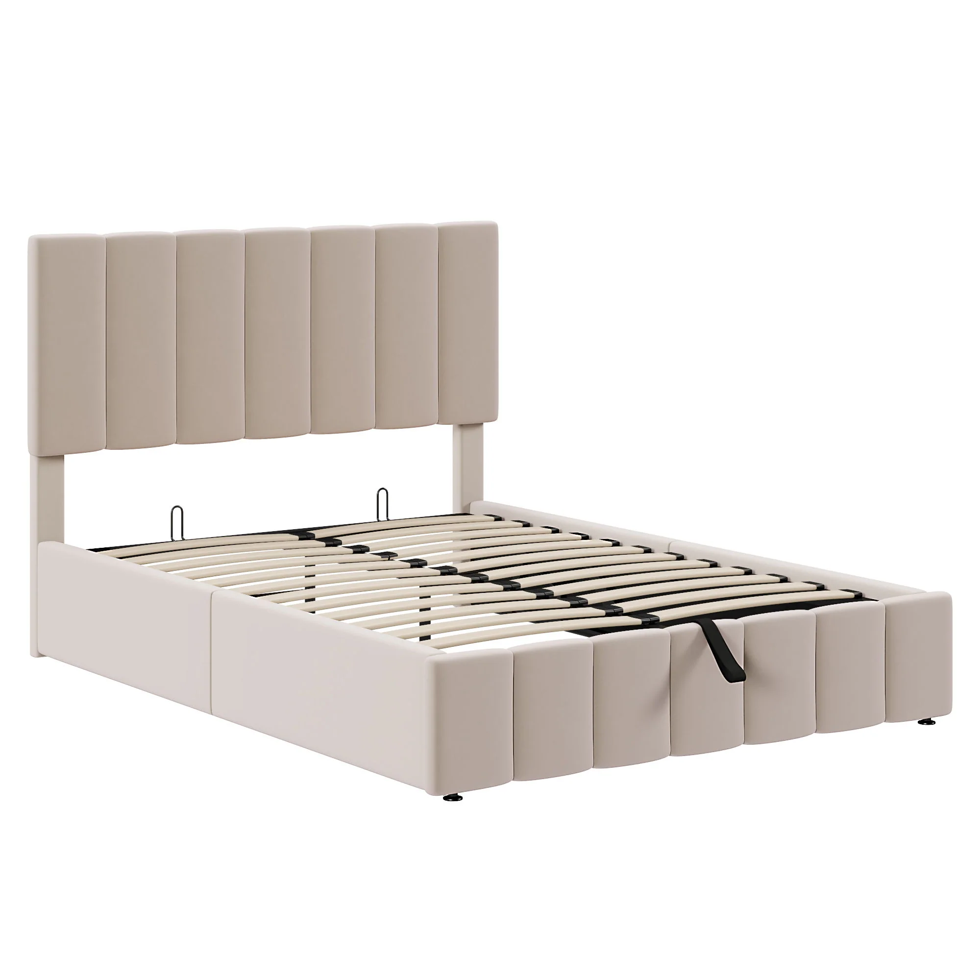 Elegant Upholstered Platform Bed With Hydraulic Storage System - Image 13