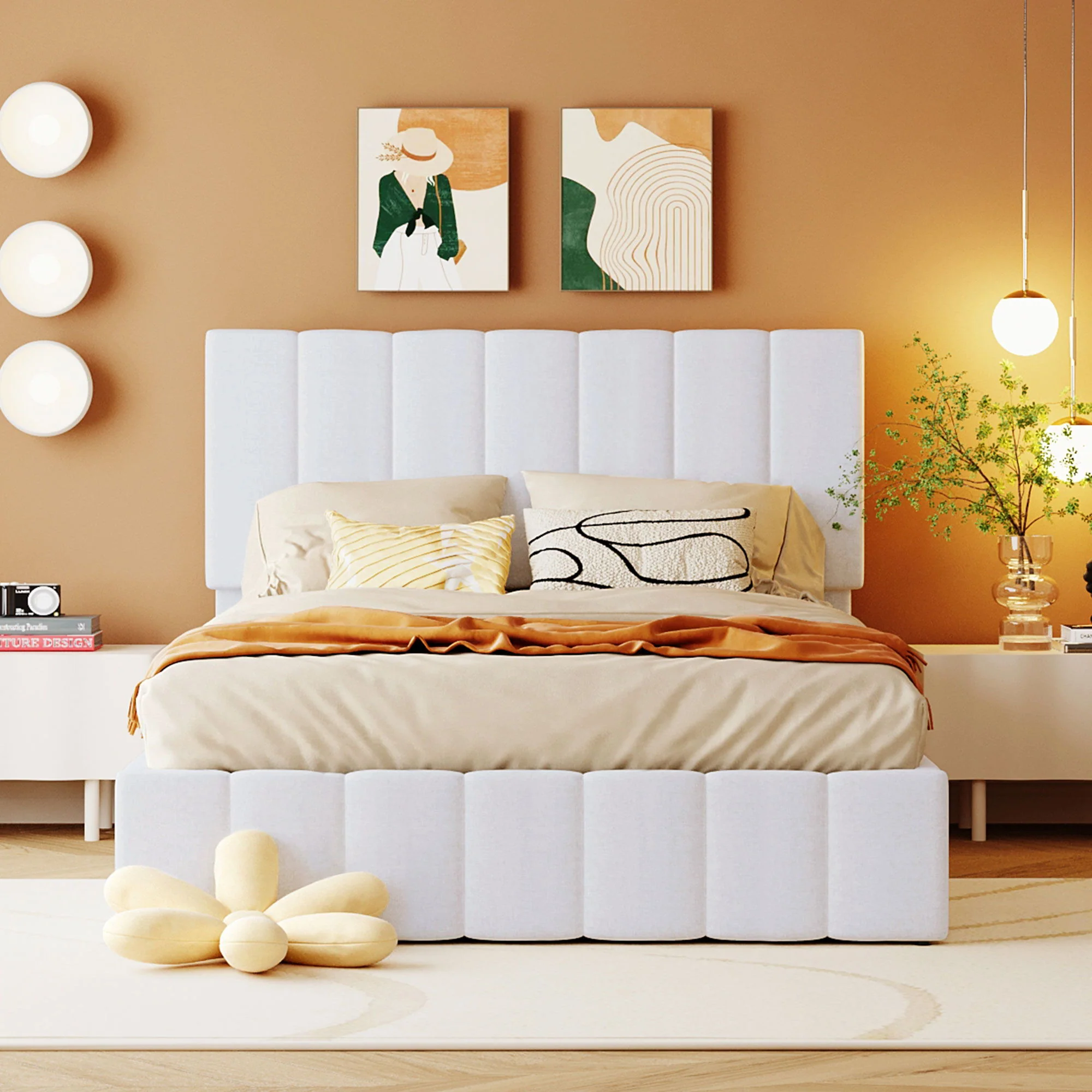 Elegant Upholstered Platform Bed With Hydraulic Storage System - Image 14