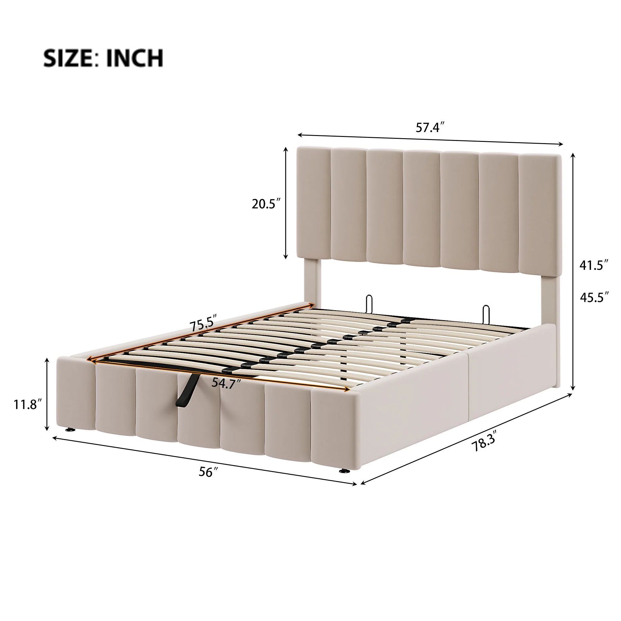 Elegant Upholstered Platform Bed With Hydraulic Storage System - Image 15