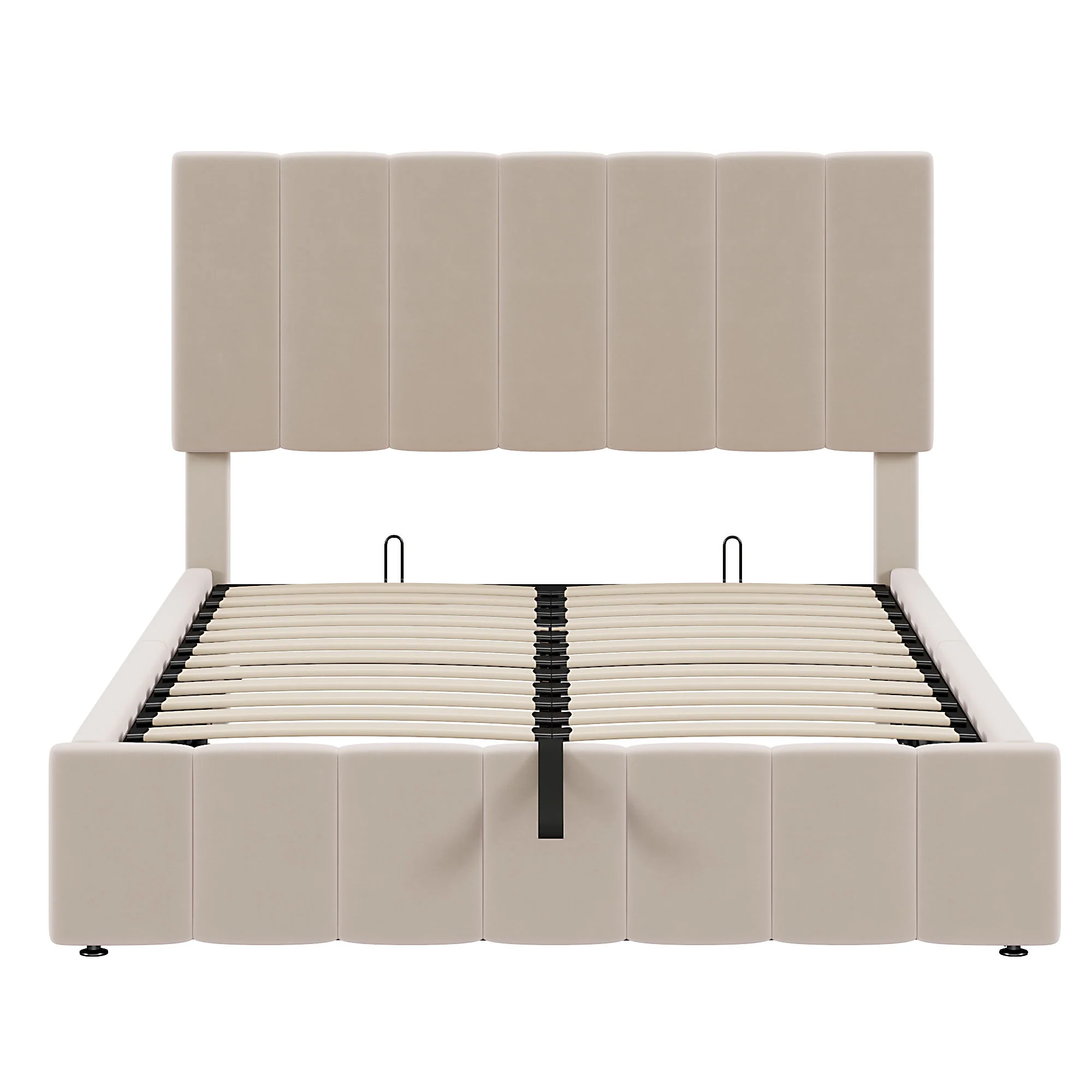 Elegant Upholstered Platform Bed With Hydraulic Storage System - Image 3