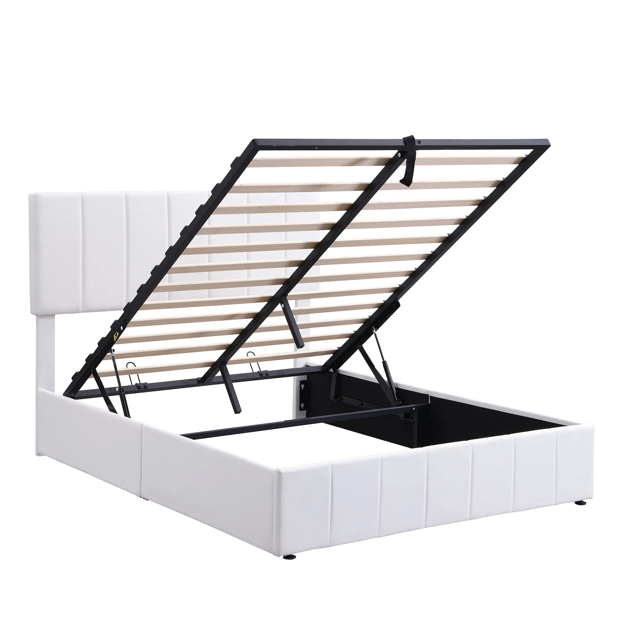 Elegant Upholstered Platform Bed With Hydraulic Storage System - Image 4