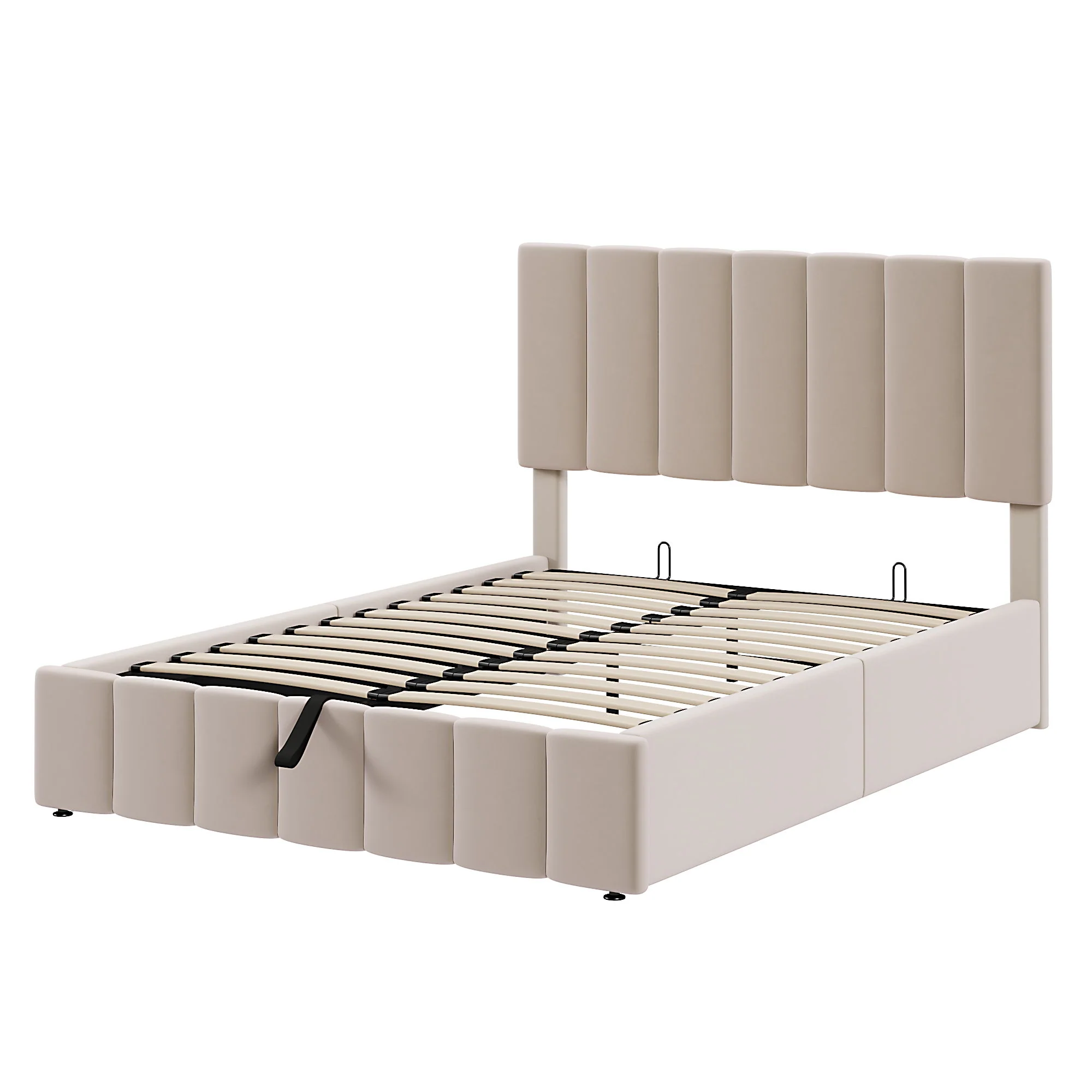 Elegant Upholstered Platform Bed With Hydraulic Storage System - Image 7