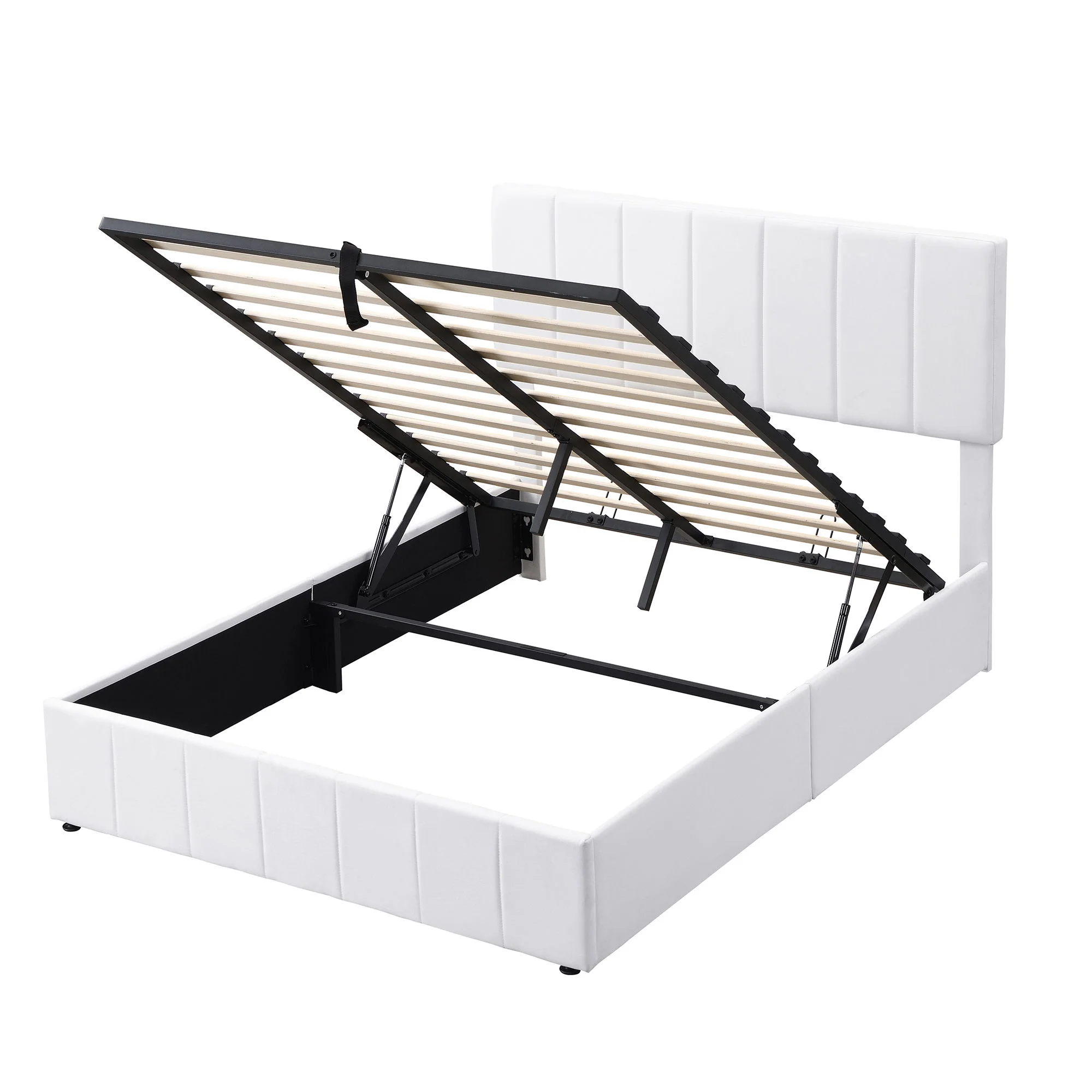 Elegant Upholstered Platform Bed With Hydraulic Storage System - Image 8