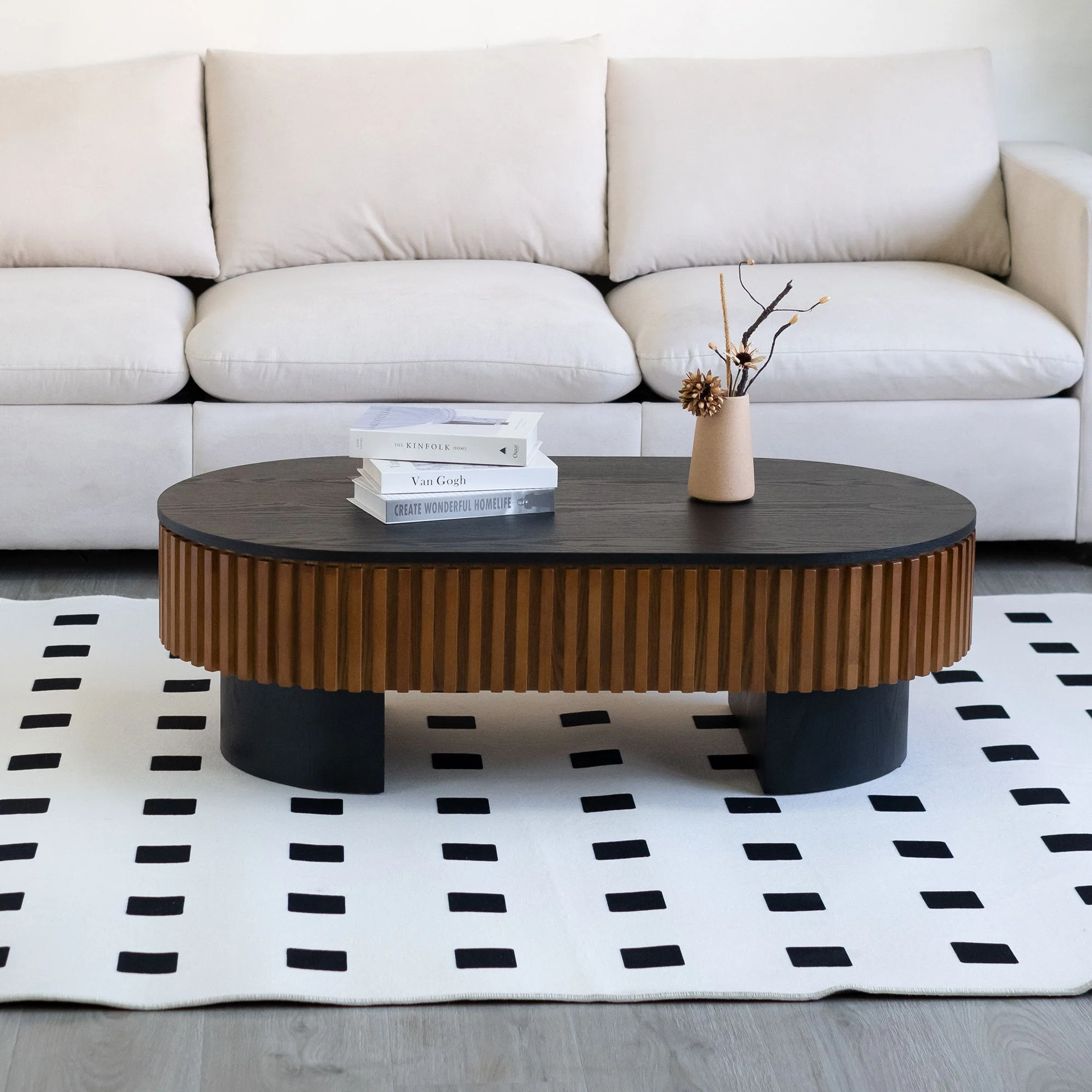 Elliptical Living Room Coffee Table With Hidden Storage And Removable Tabletop - Image 18