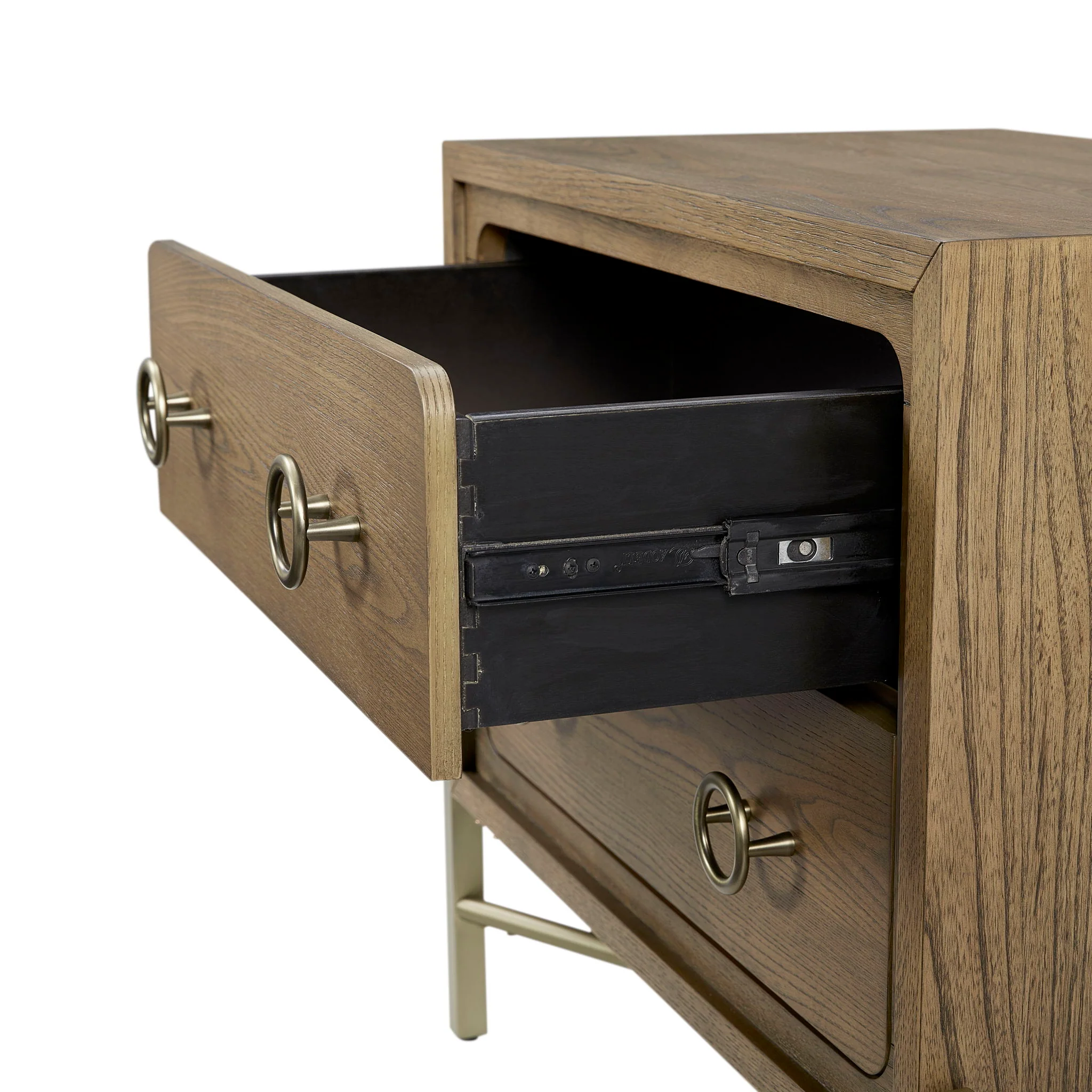 Elure - 2 Drawer Nightstand With USB - Latte - Image 4