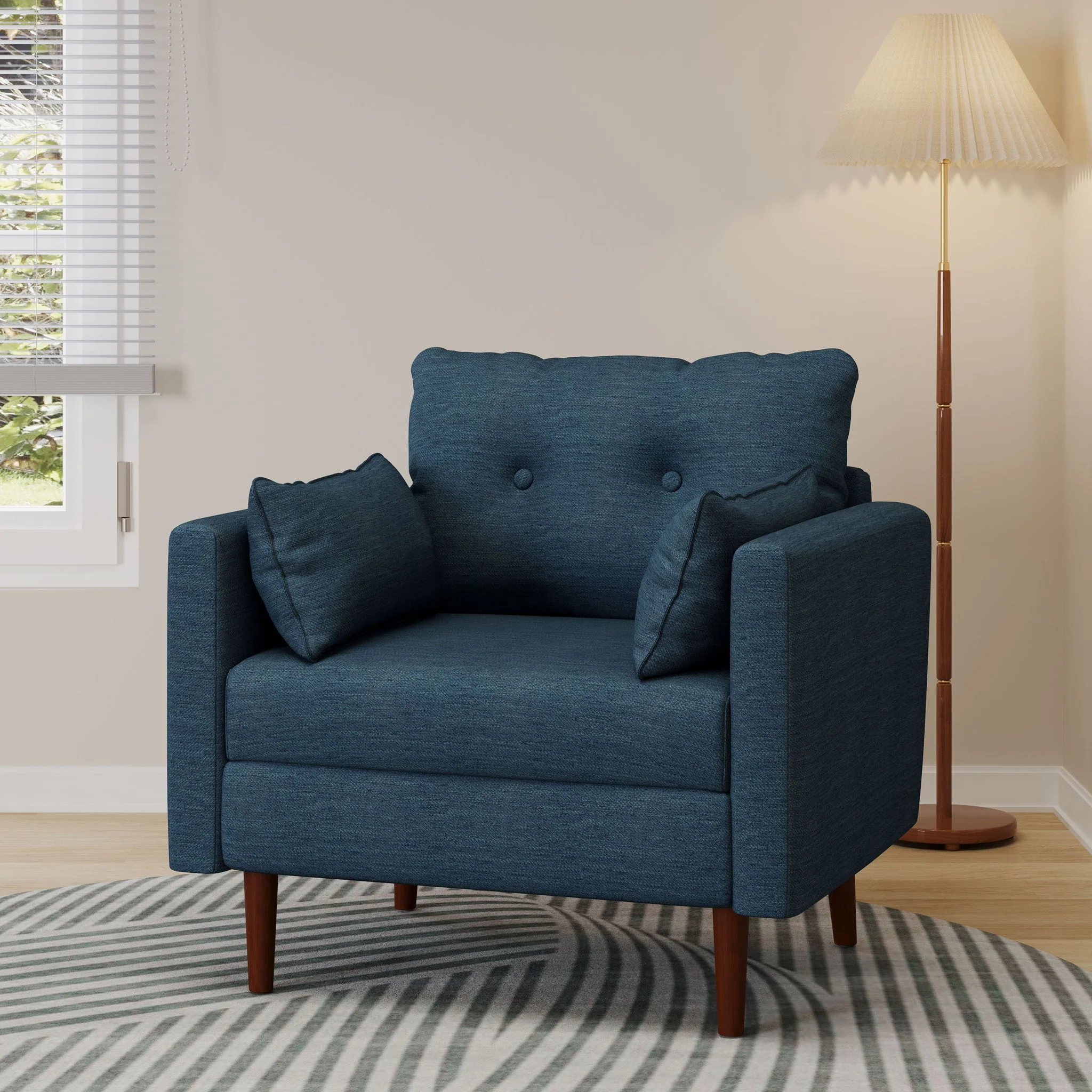 Enchantica - Upholstered Fabric Club Chair With Button Tufted And 2 Accent Pillows - Image 14