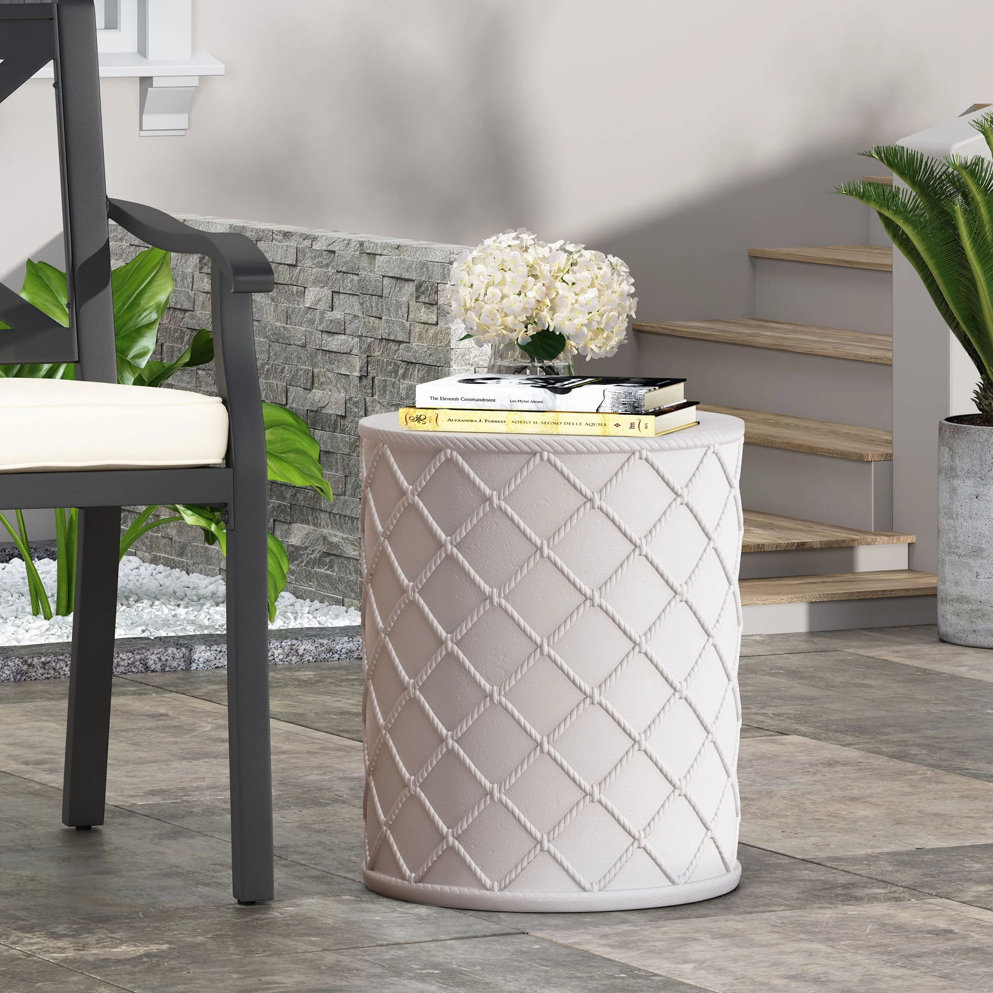 End Table, Outdoor - Antique White - Image 8